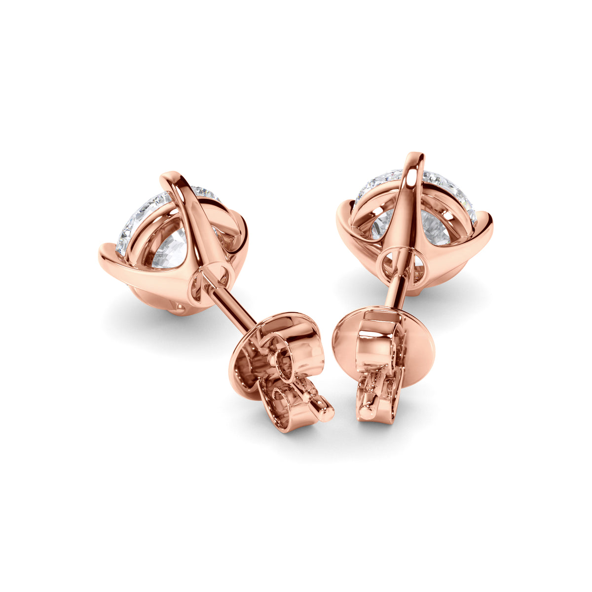 Noémie - Round Brilliant Cut Diamond Stud Earrings