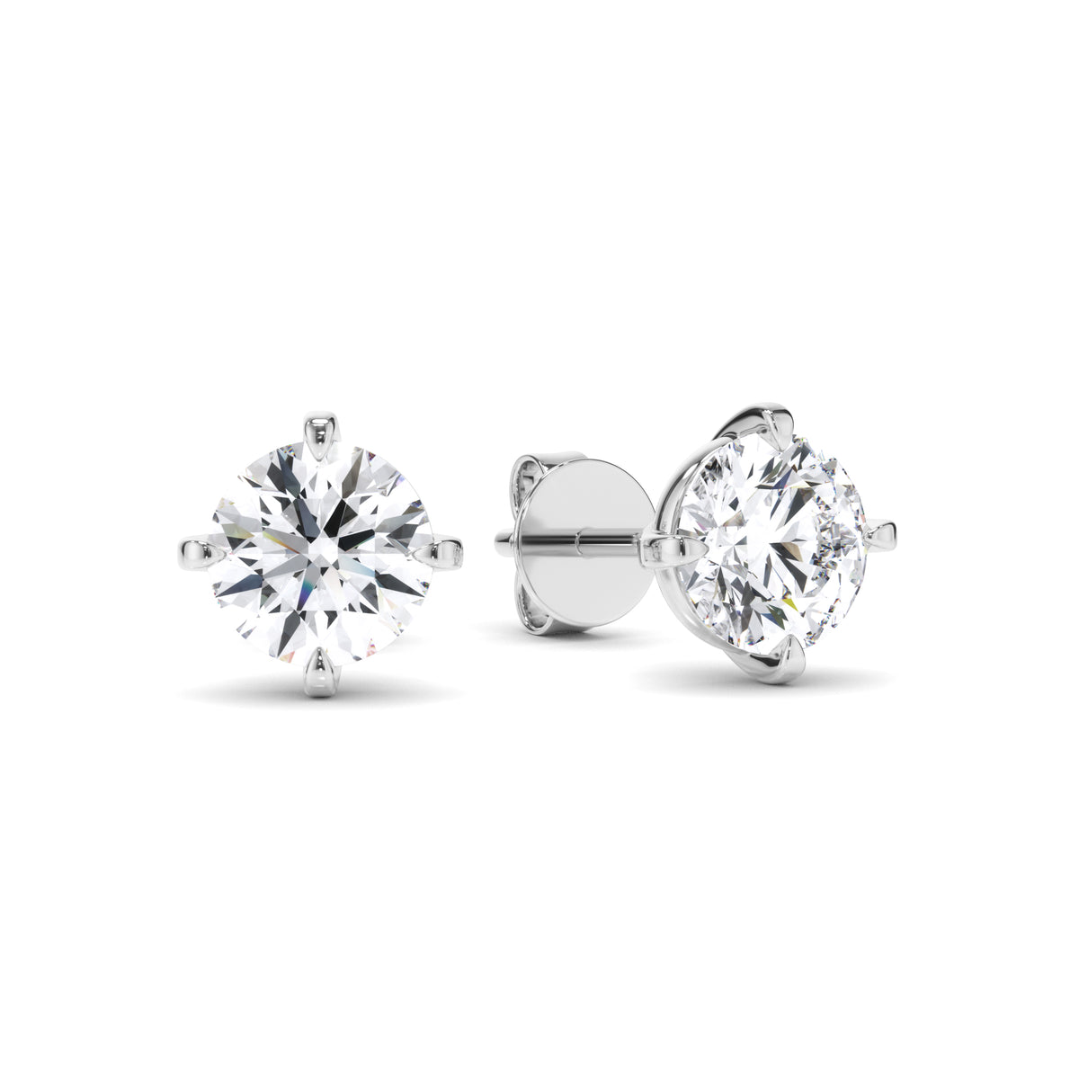 Noémie - Round Brilliant Cut Diamond Stud Earrings
