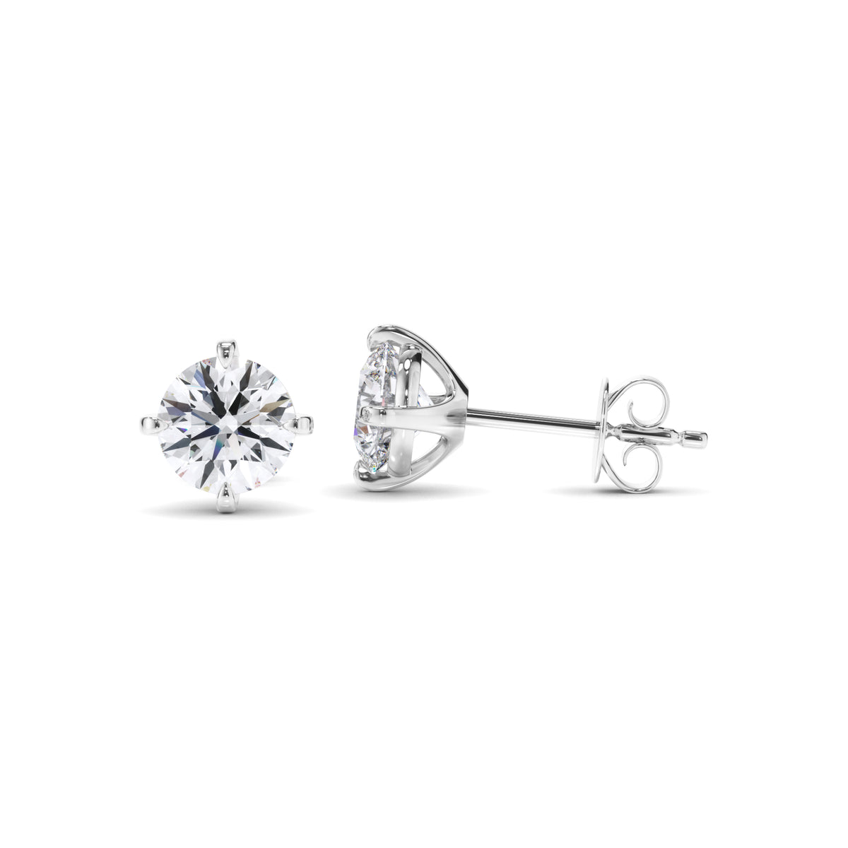 Noémie - Round Brilliant Cut Diamond Stud Earrings