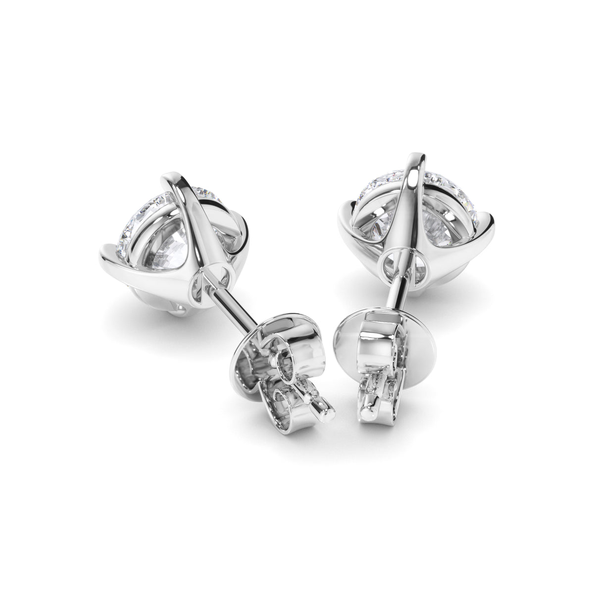 Noémie - Round Brilliant Cut Diamond Stud Earrings