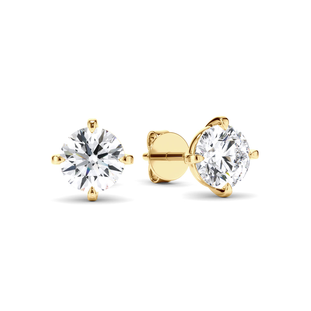 Noémie - Round Brilliant Cut Diamond Stud Earrings