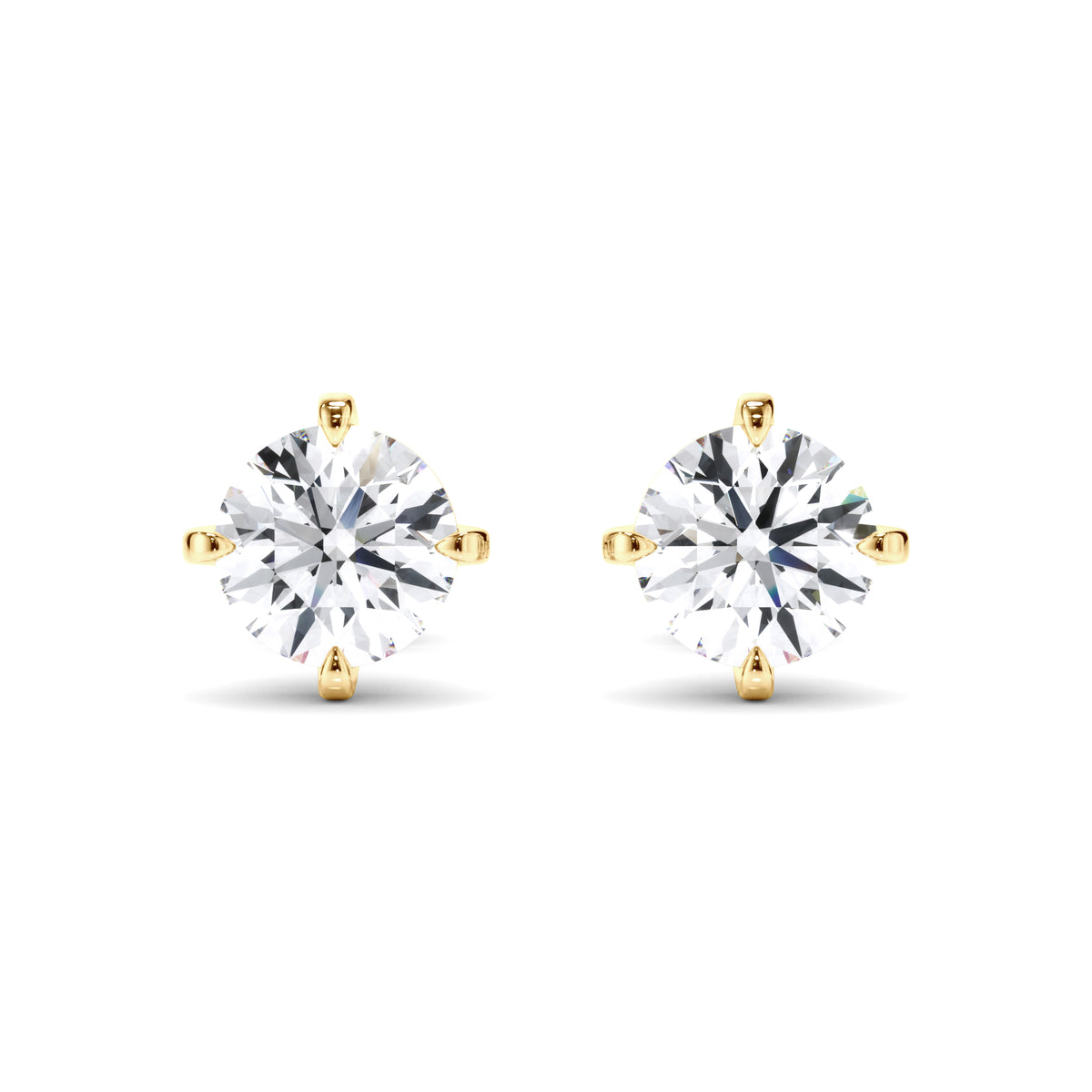 Noémie - Round Brilliant Cut Diamond Stud Earrings