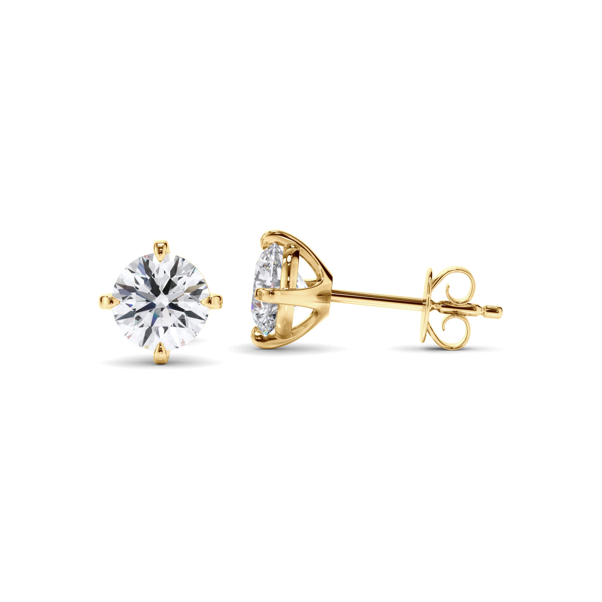 Noémie - Round Brilliant Cut Diamond Stud Earrings