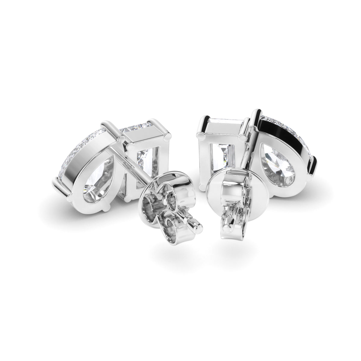 Madeline - Emerald & Pear Cut Diamond Stud Earrings