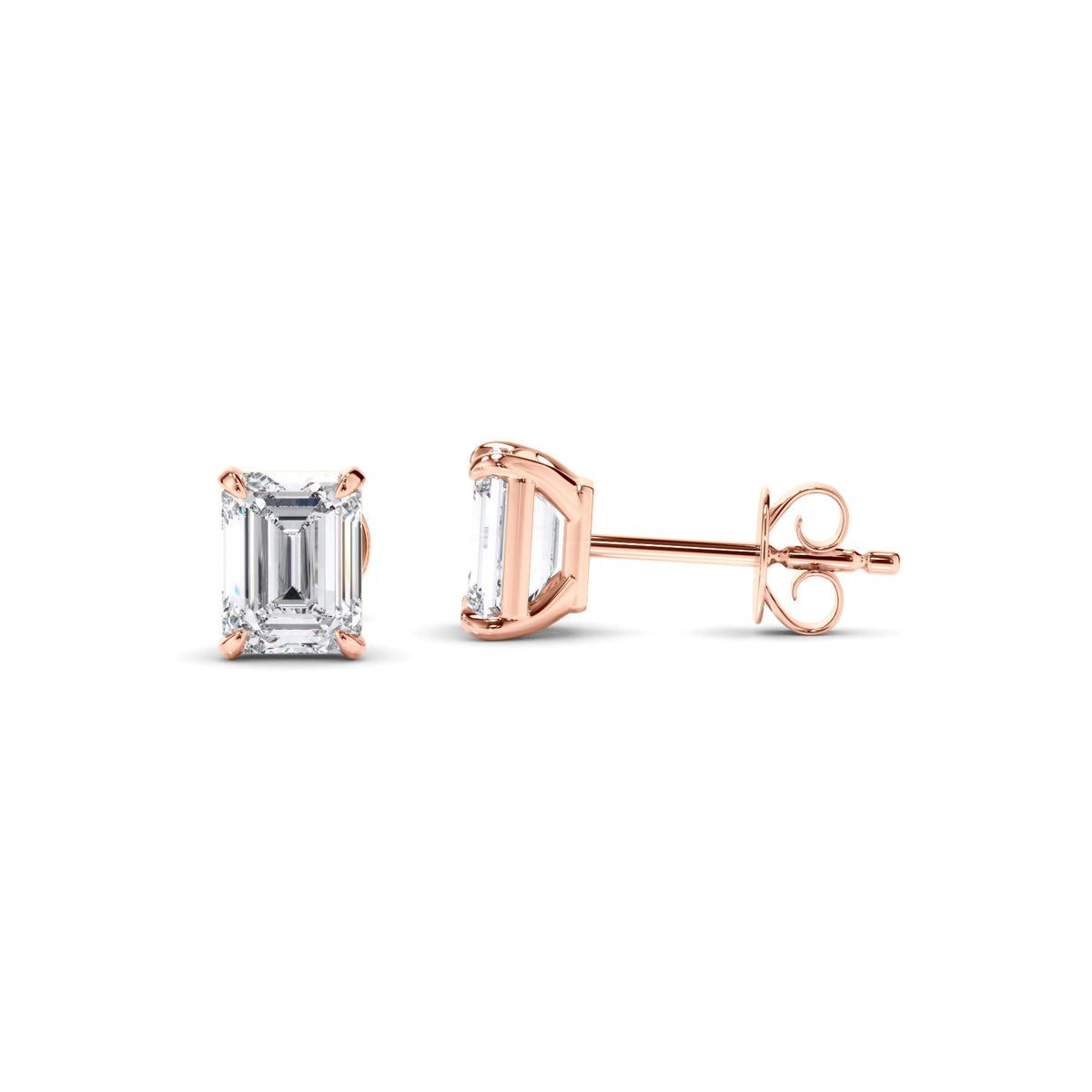 Esme - Emerald Cut Diamond Stud Earrings