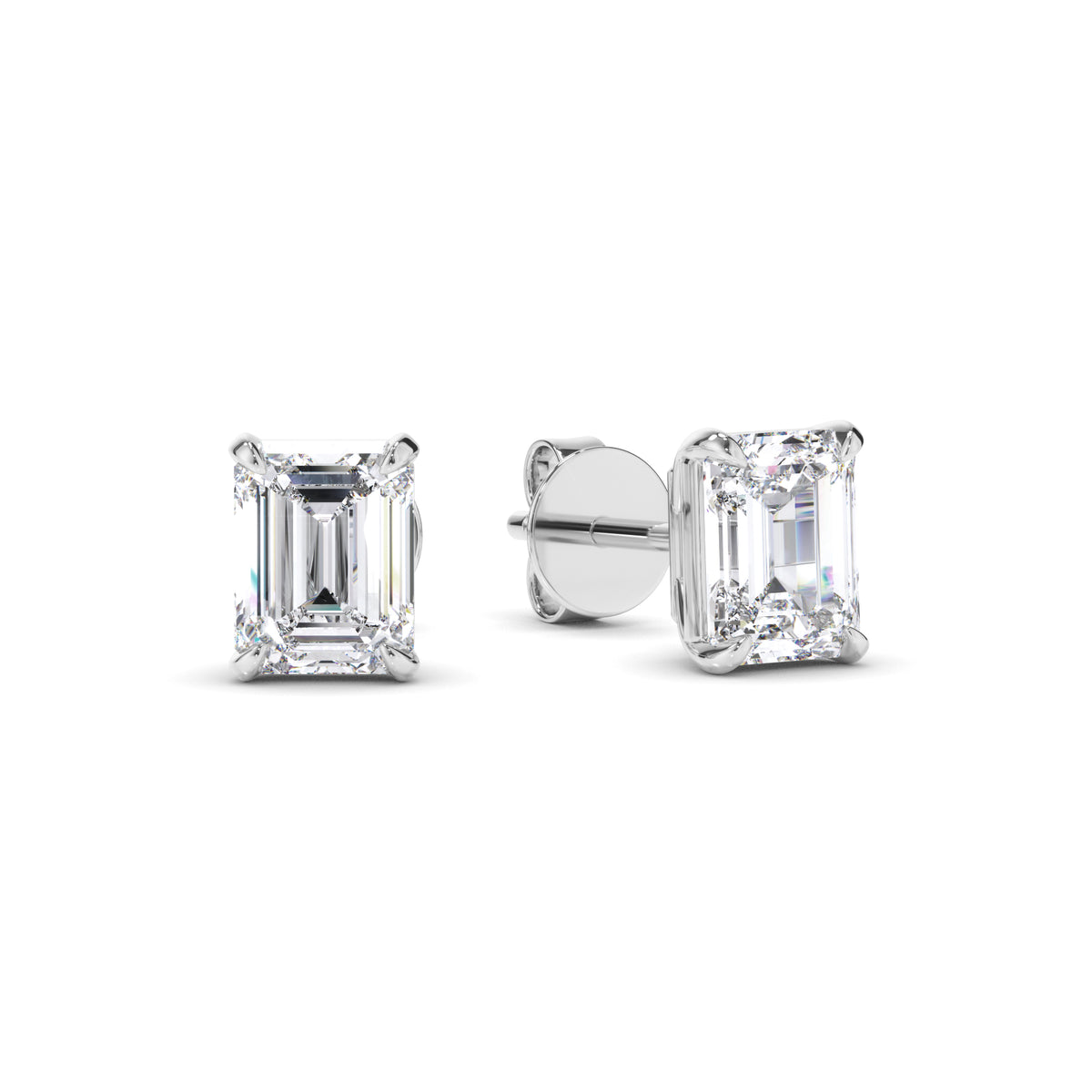 Esme - Emerald Cut Diamond Stud Earrings
