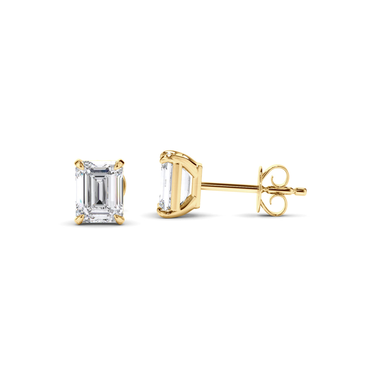 Esme - Emerald Cut Diamond Stud Earrings