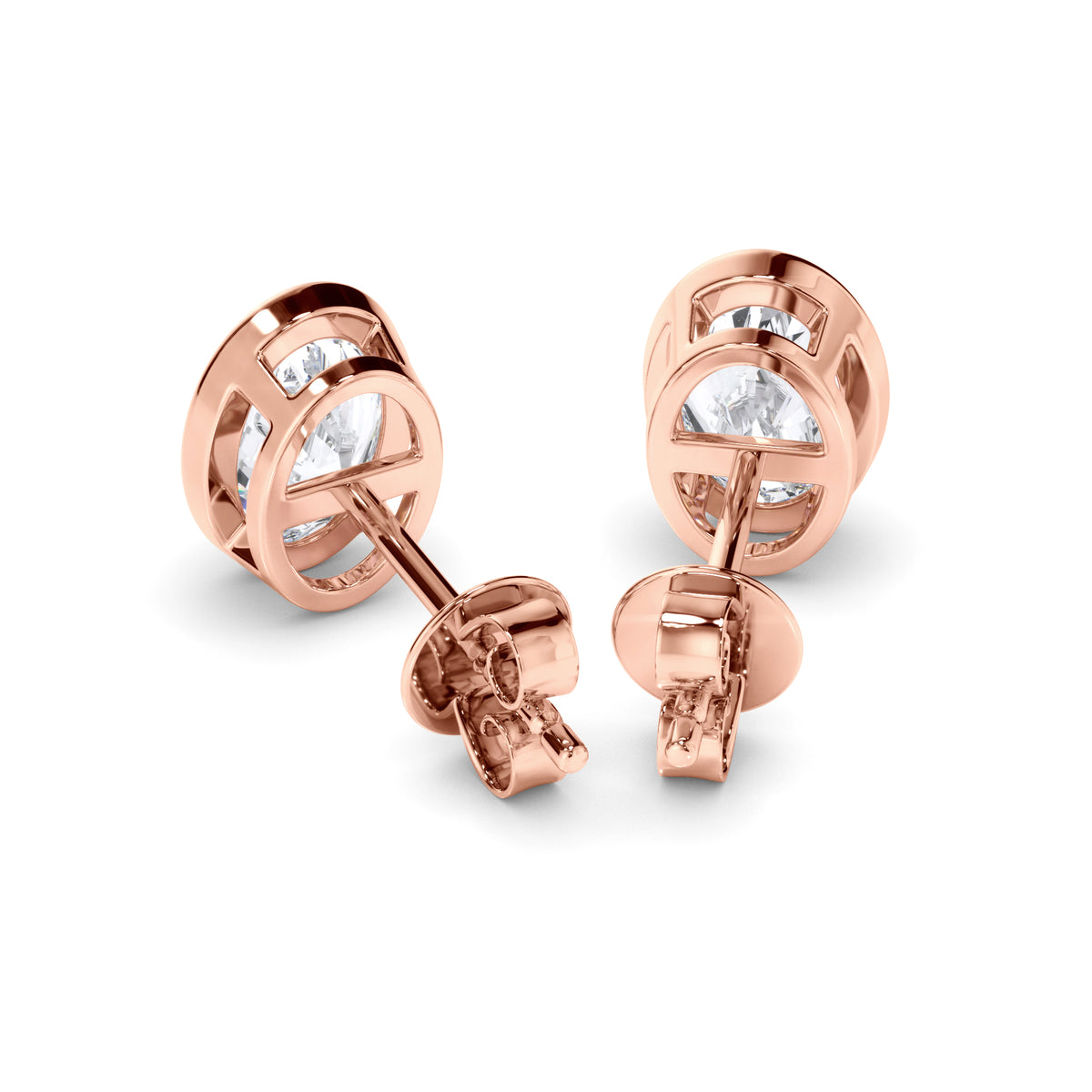 Blaise - Oval Cut Diamond Bezel Set Stud Earrings