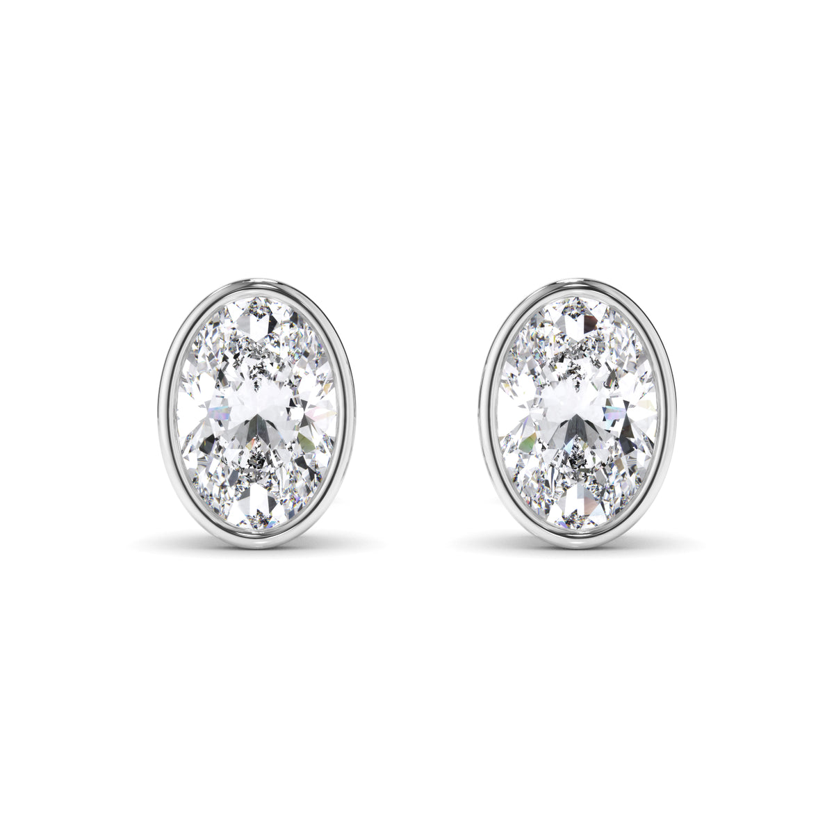 Blaise - Oval Cut Diamond Bezel Set Stud Earrings