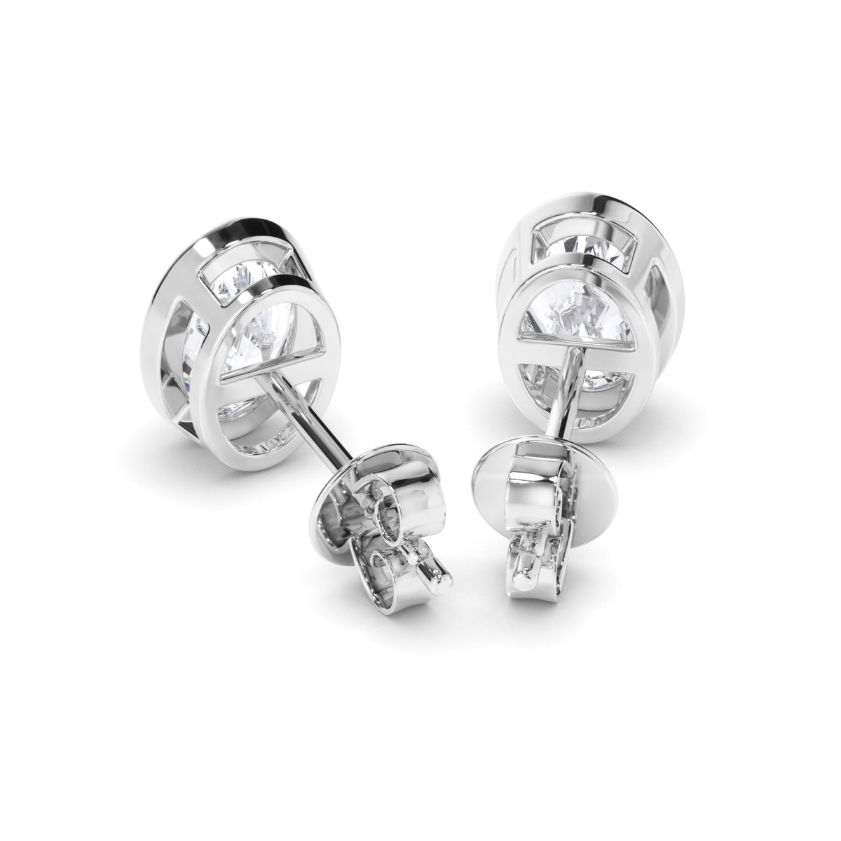 Blaise - Oval Cut Diamond Bezel Set Stud Earrings