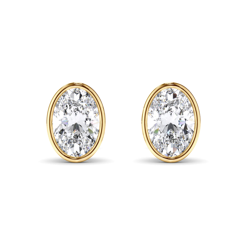 Blaise - Oval Cut Diamond Bezel Set Stud Earrings