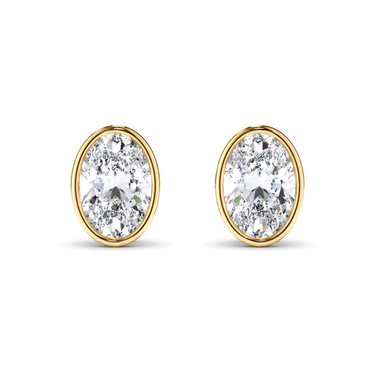 Blaise - Oval Cut Diamond Bezel Set Stud Earrings