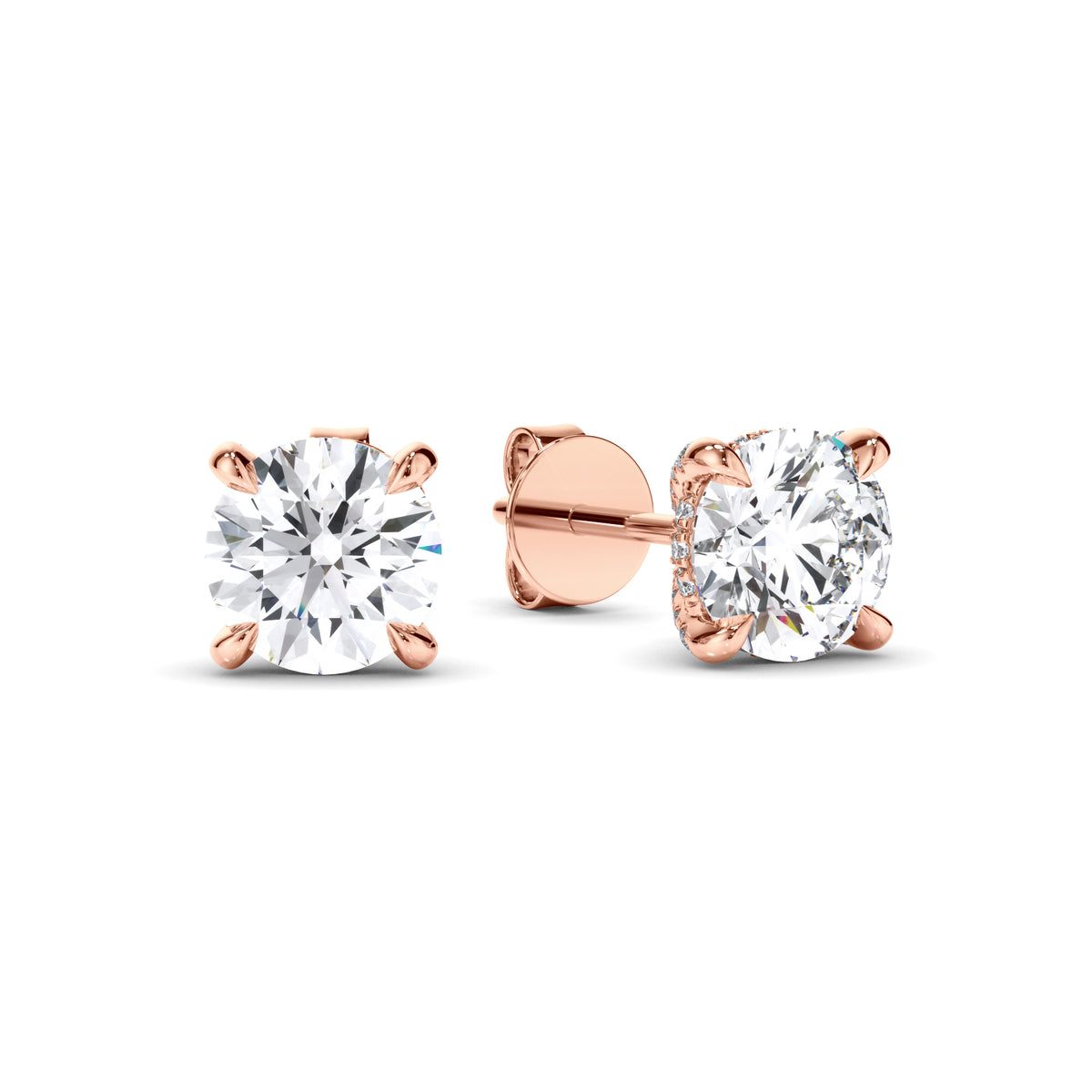 Amelia - Round Brilliant Cut Diamond Stud Earrings