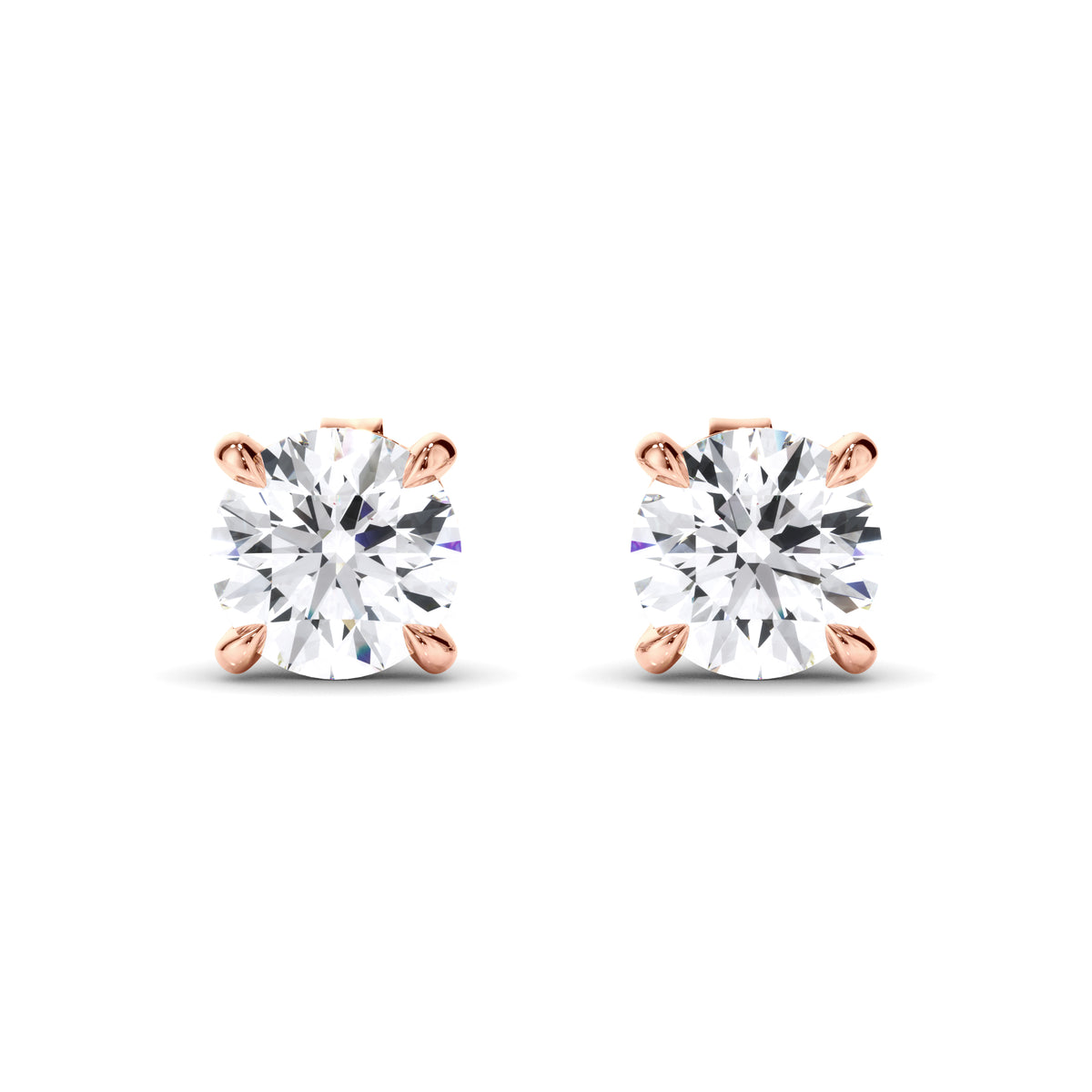 Amelia - Round Brilliant Cut Diamond Stud Earrings