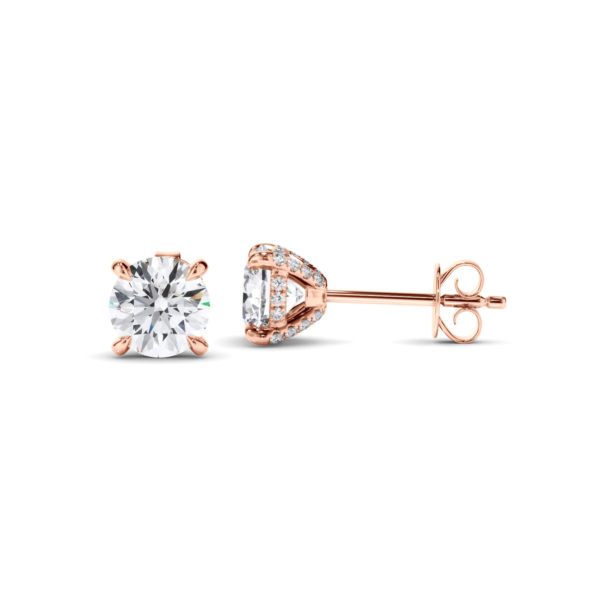 Amelia - Round Brilliant Cut Diamond Stud Earrings