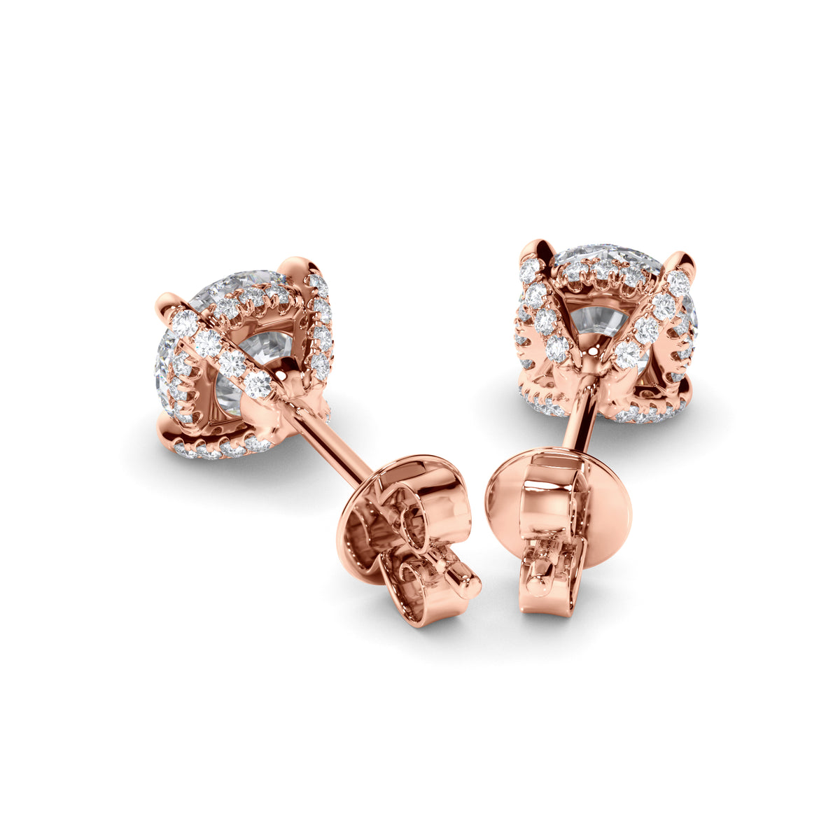 Amelia - Round Brilliant Cut Diamond Stud Earrings