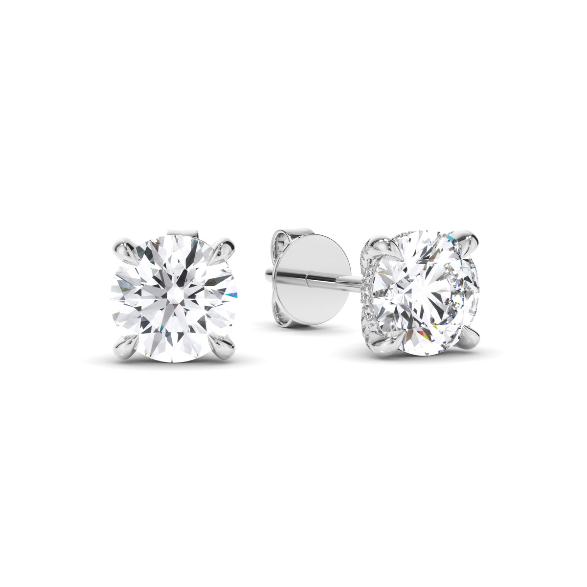 Amelia - Round Brilliant Cut Diamond Stud Earrings