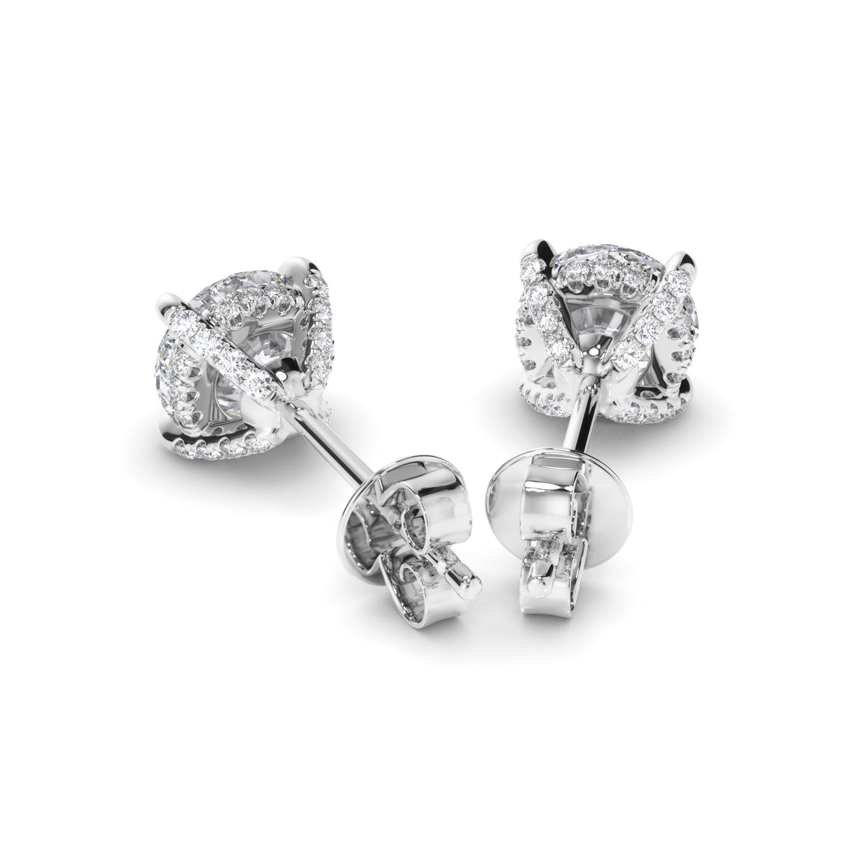 Amelia - Round Brilliant Cut Diamond Stud Earrings