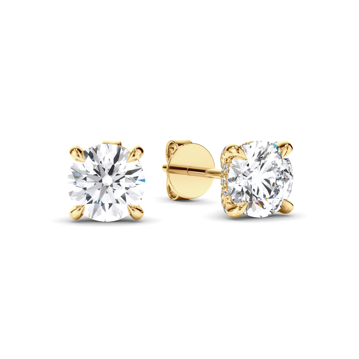 Amelia - Round Brilliant Cut Diamond Stud Earrings