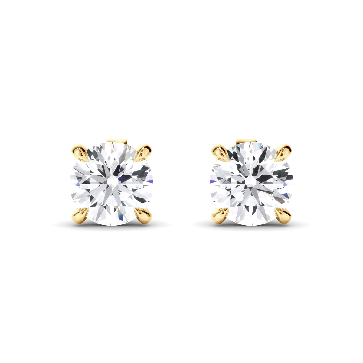 Amelia - Round Brilliant Cut Diamond Stud Earrings