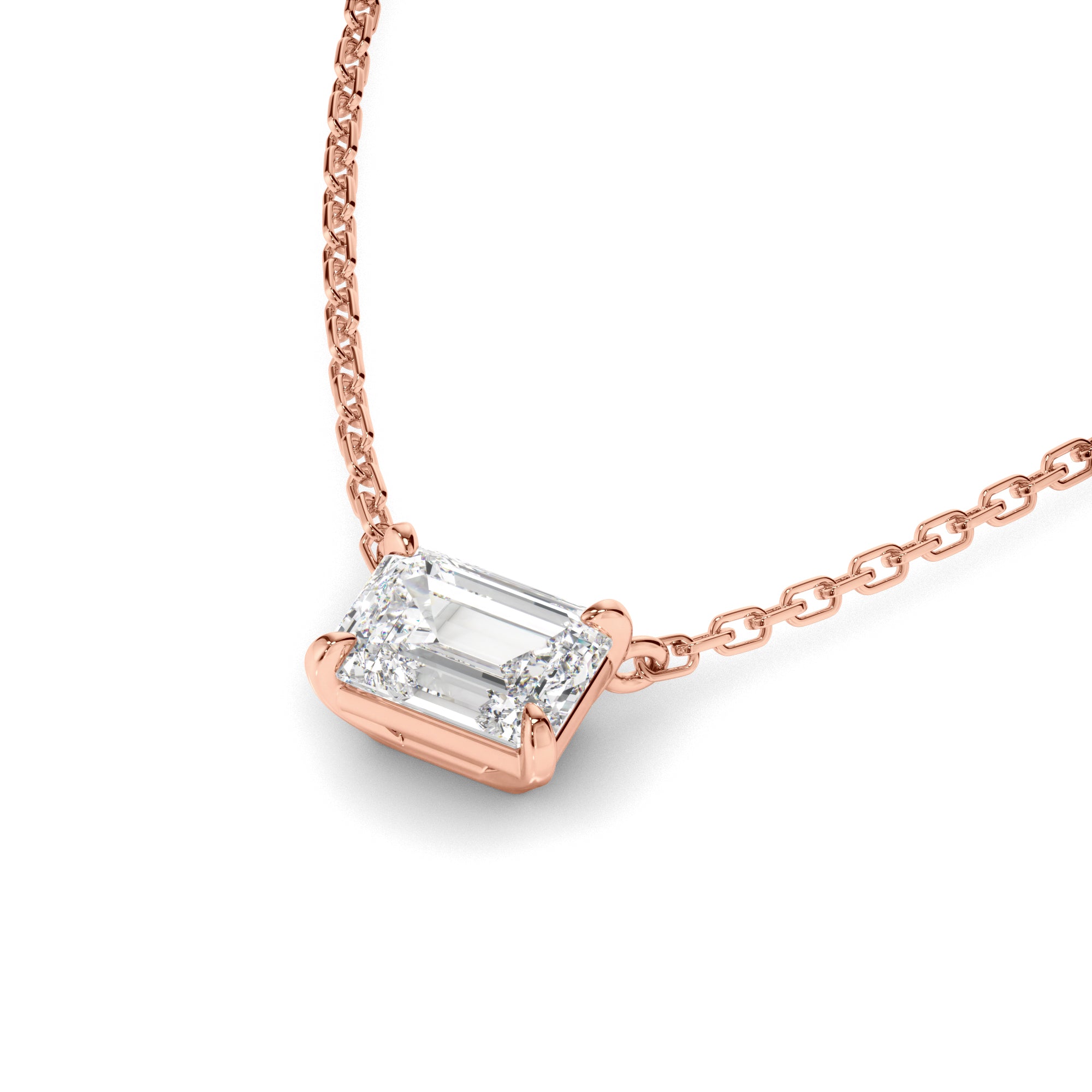 Venus - East West Emerald Cut Diamond Necklet