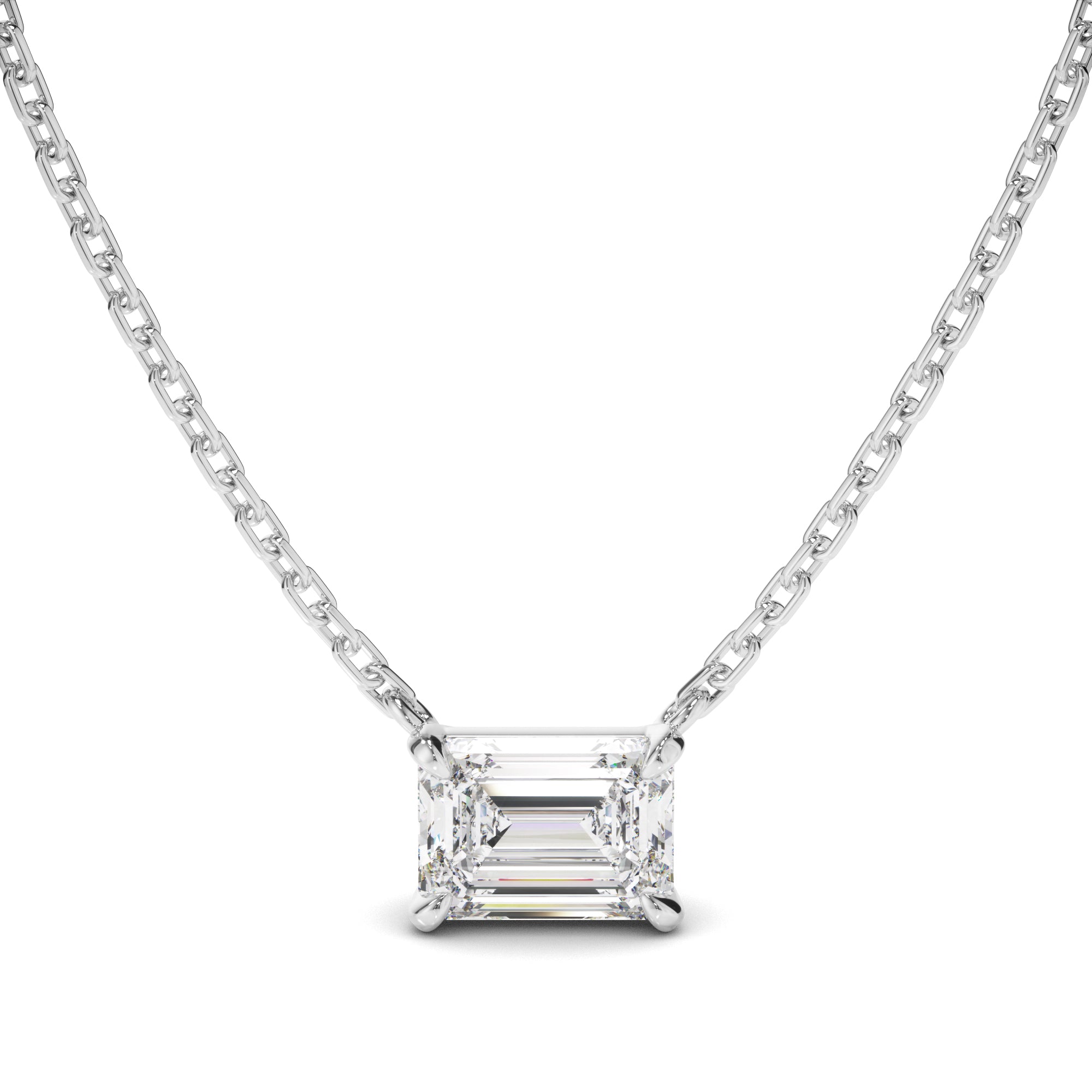 Venus - East West Emerald Cut Diamond Necklet