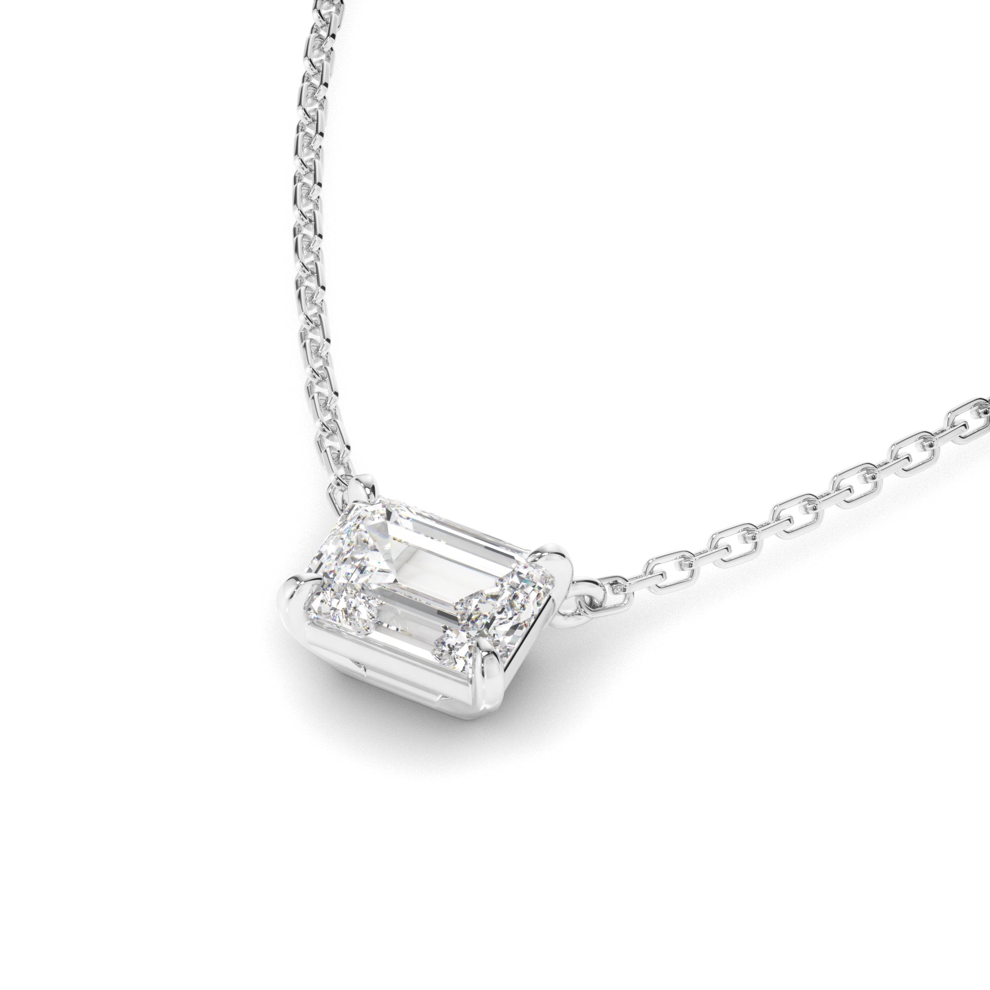 Venus - East West Emerald Cut Diamond Necklet