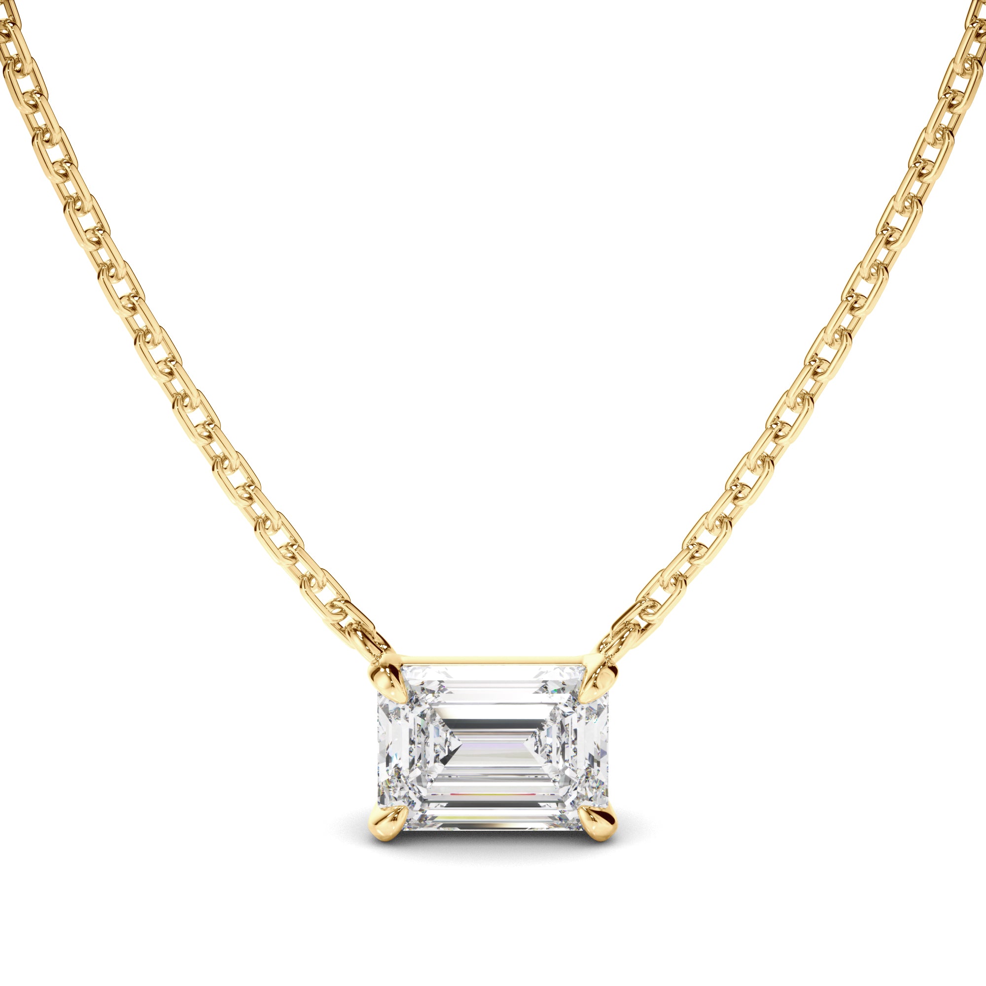 Venus - East West Emerald Cut Diamond Necklet