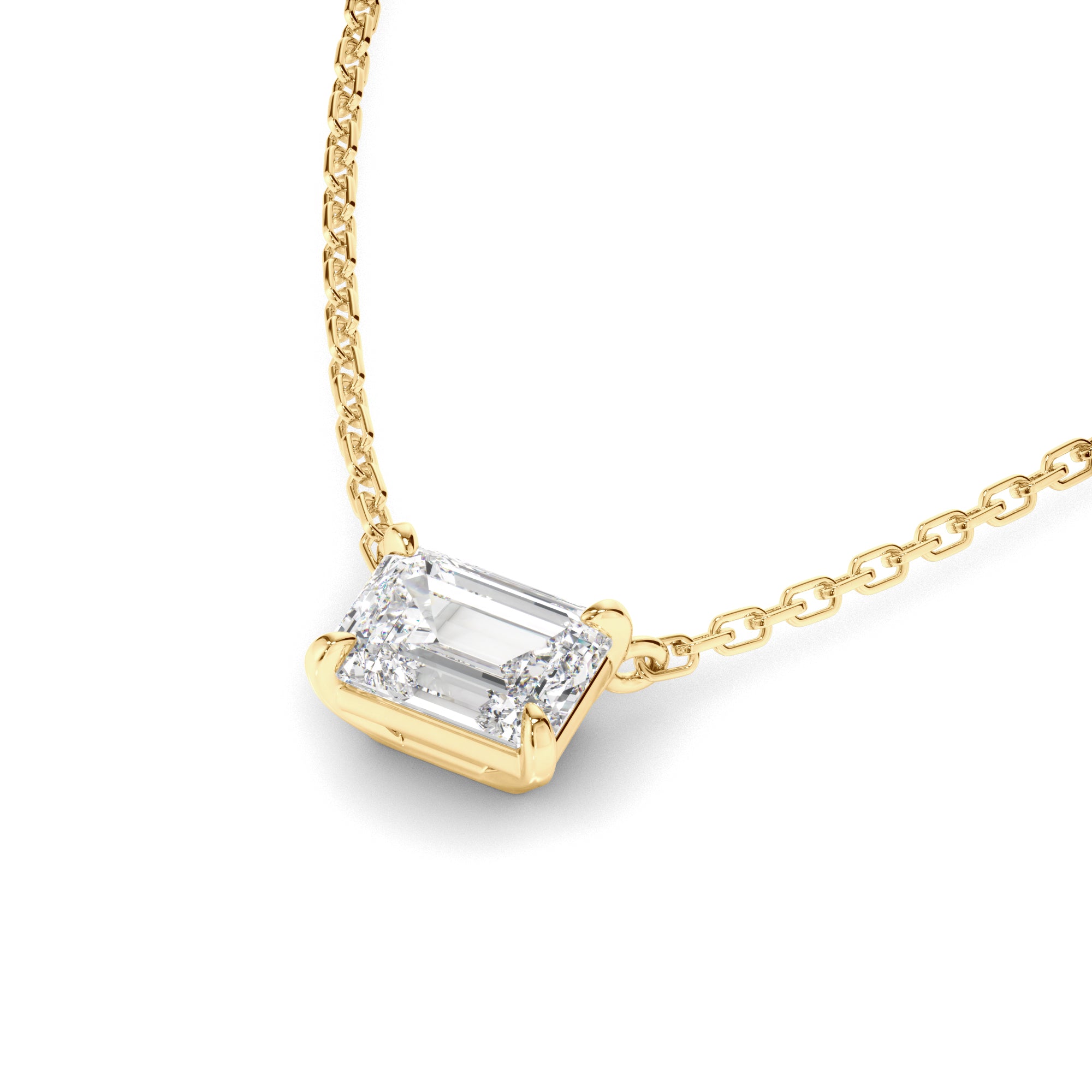 Venus - East West Emerald Cut Diamond Necklet