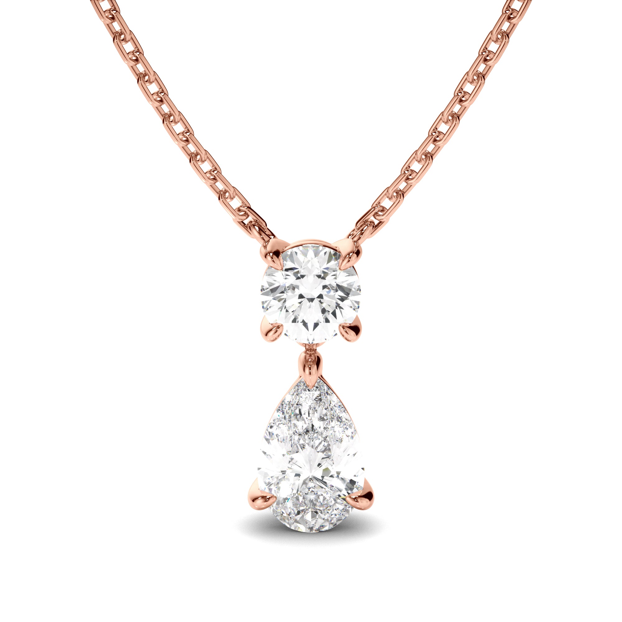 Penrose - Pear & Round Brilliant Cut Diamond Drop Pendant