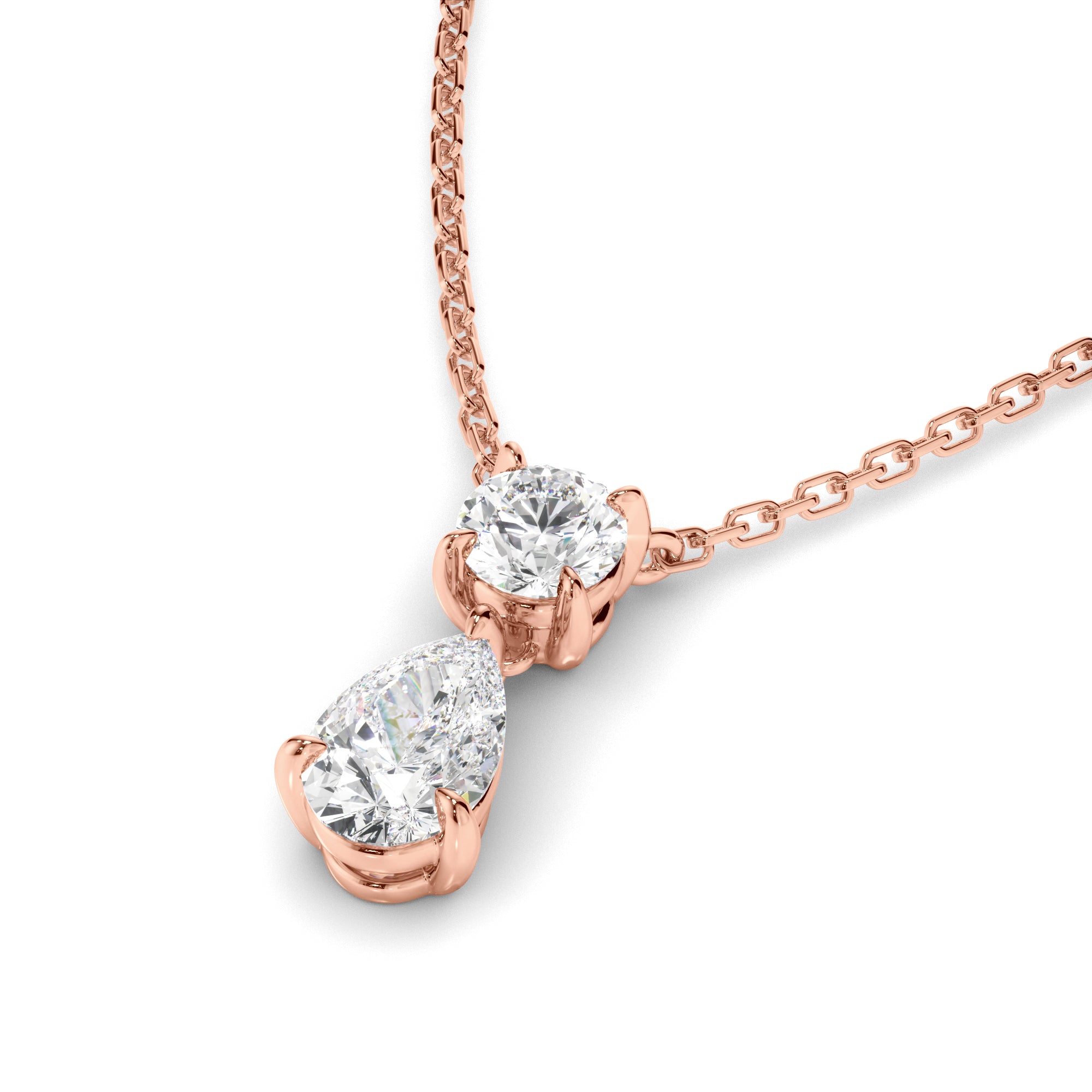 Penrose - Pear & Round Brilliant Cut Diamond Drop Pendant