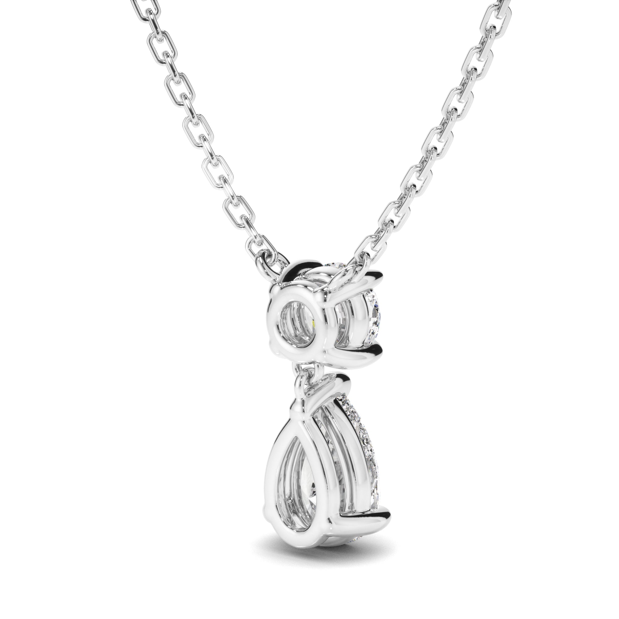 Penrose - Pear & Round Brilliant Cut Diamond Drop Pendant