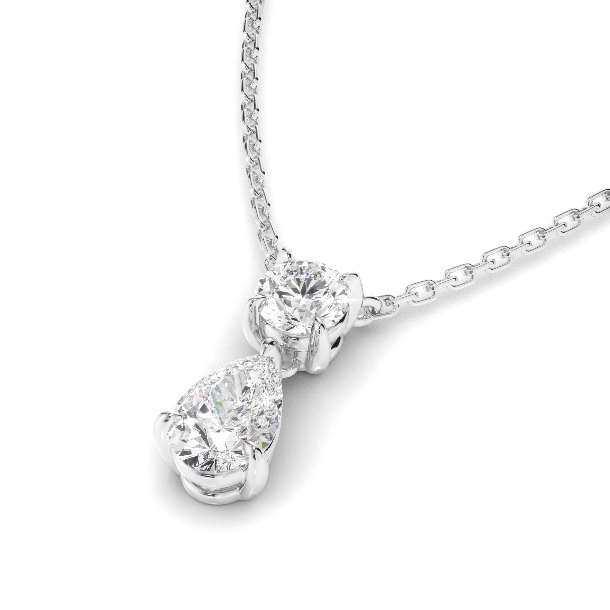 Penrose - Pear & Round Brilliant Cut Diamond Drop Pendant