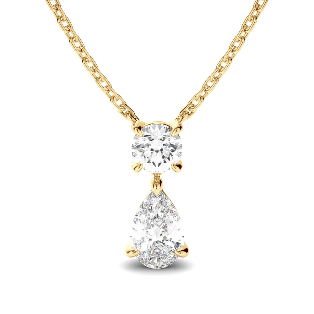 Penrose - Pear & Round Brilliant Cut Diamond Drop Pendant