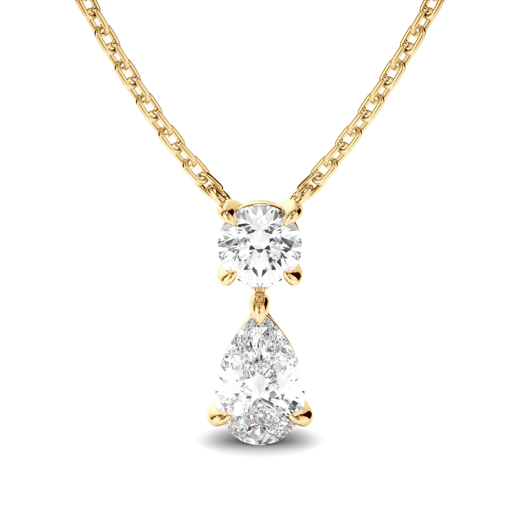 Penrose - Pear & Round Brilliant Cut Diamond Drop Pendant