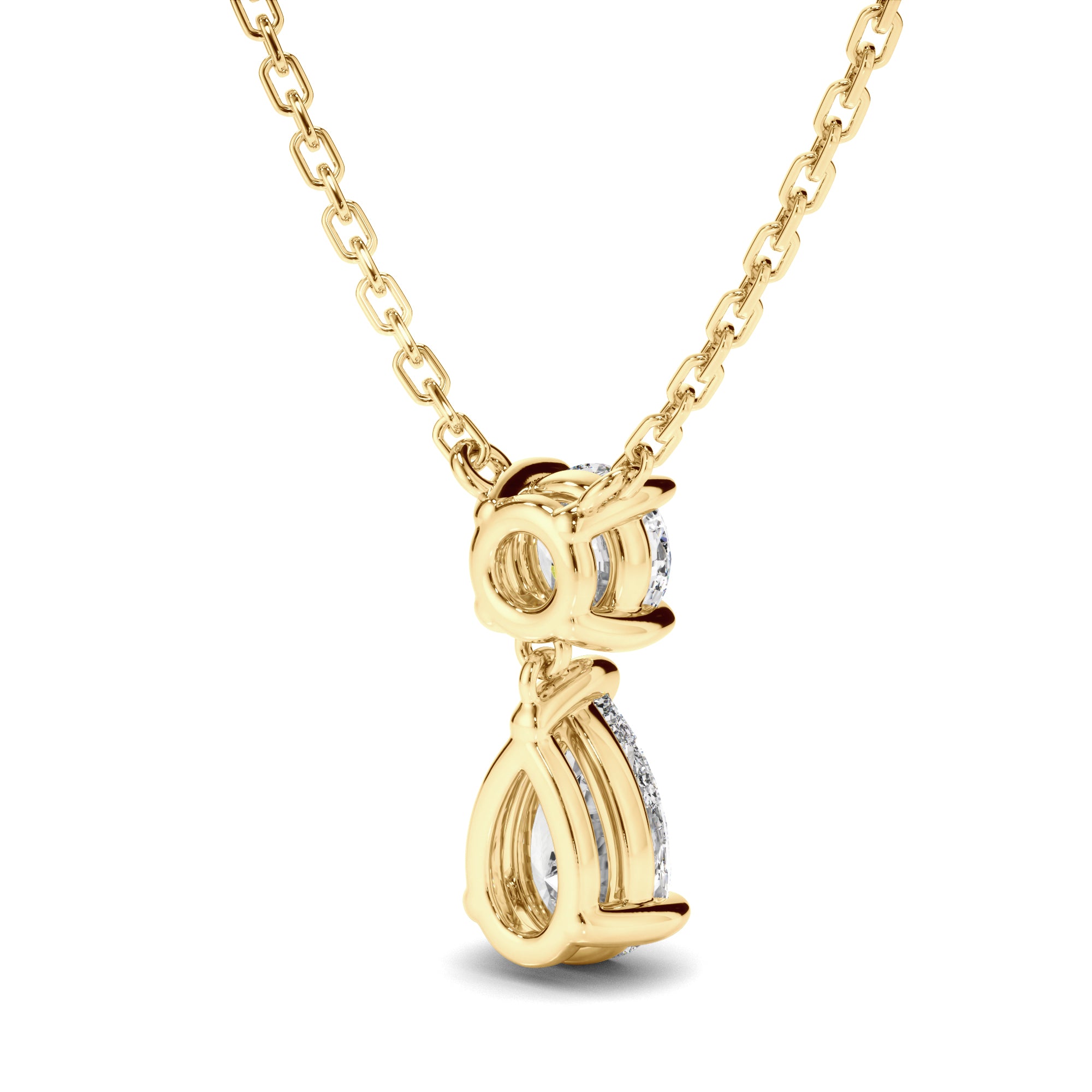 Penrose - Pear & Round Brilliant Cut Diamond Drop Pendant