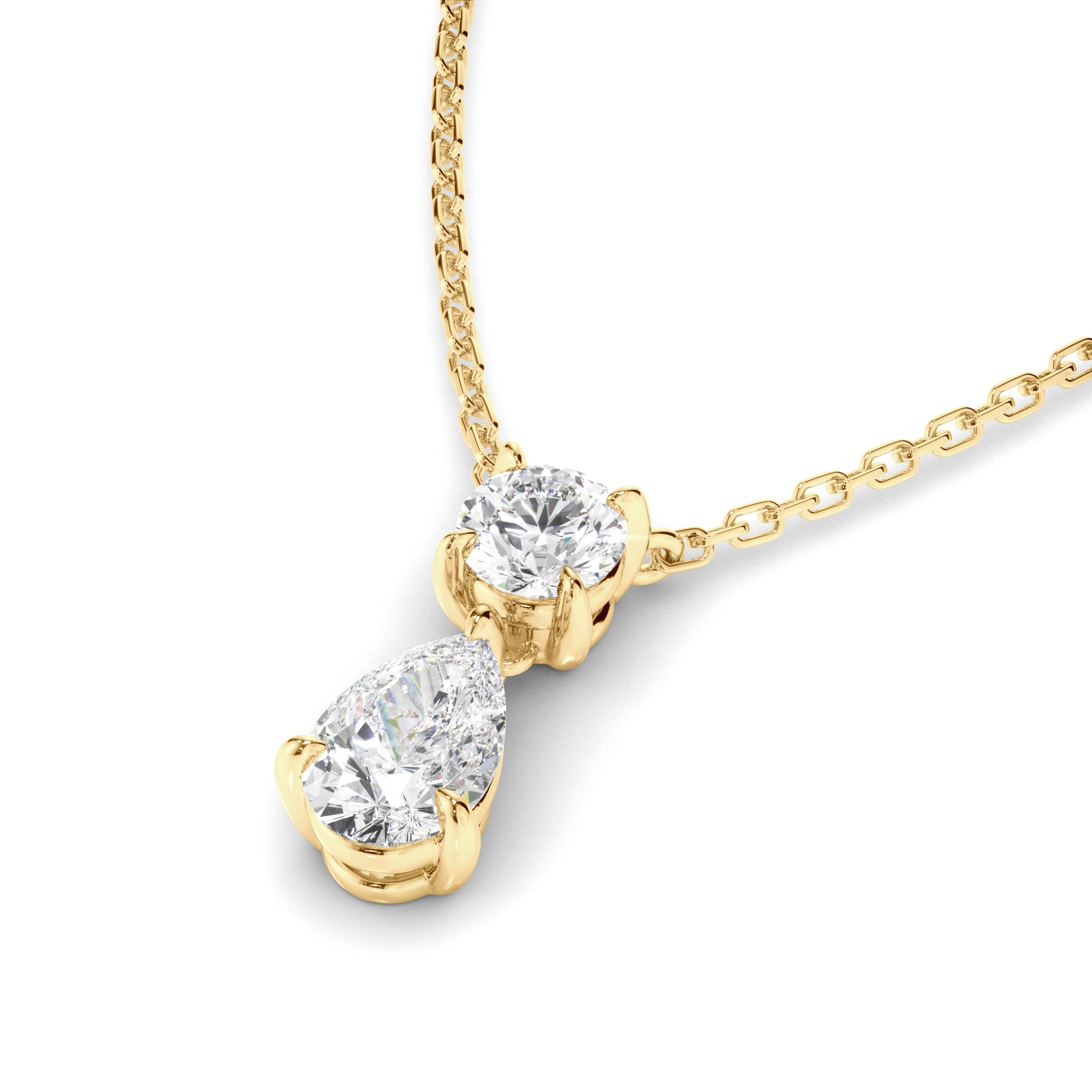 Penrose - Pear & Round Brilliant Cut Diamond Drop Pendant
