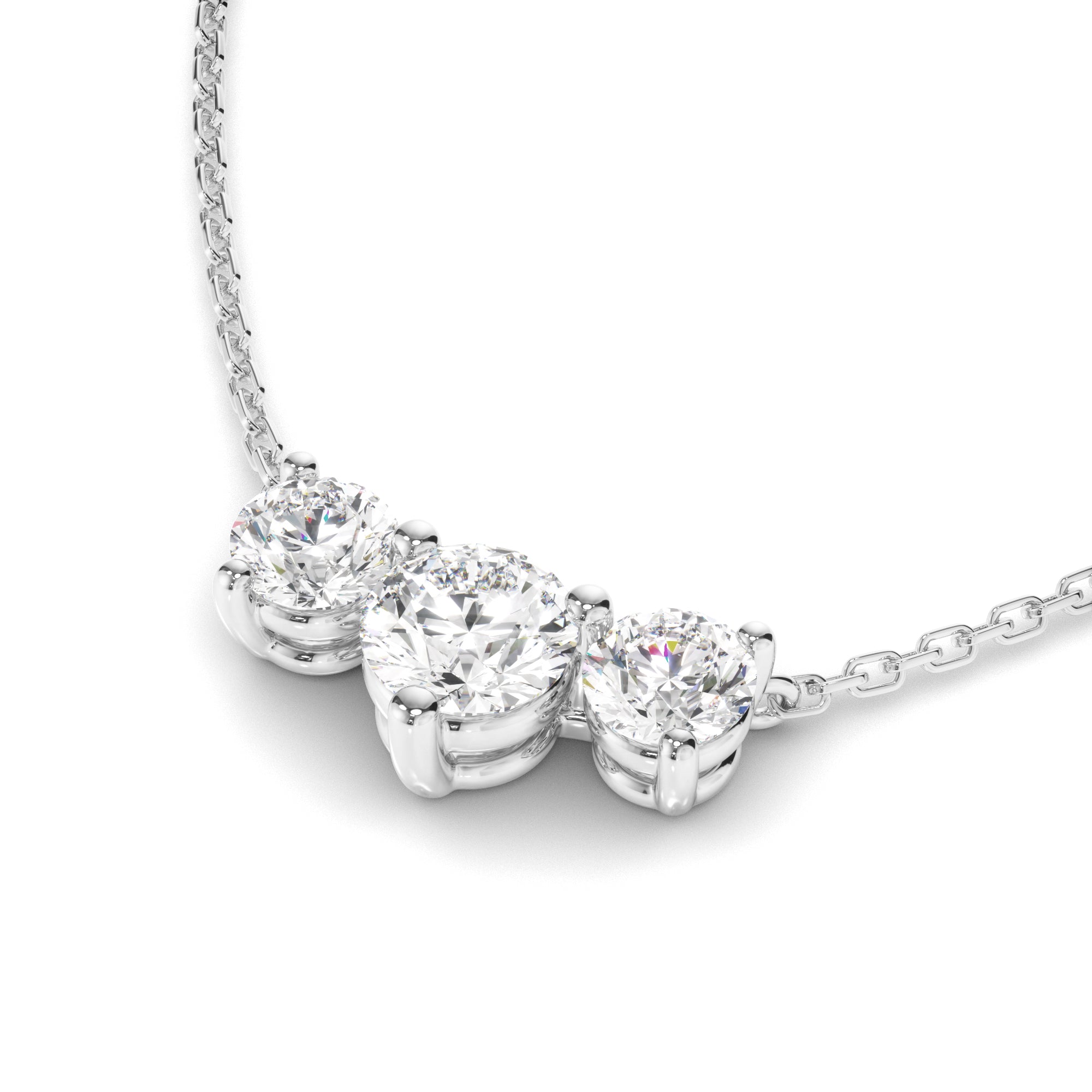 Zadie - Round Brilliant Cut Diamond Trilogy Necklet
