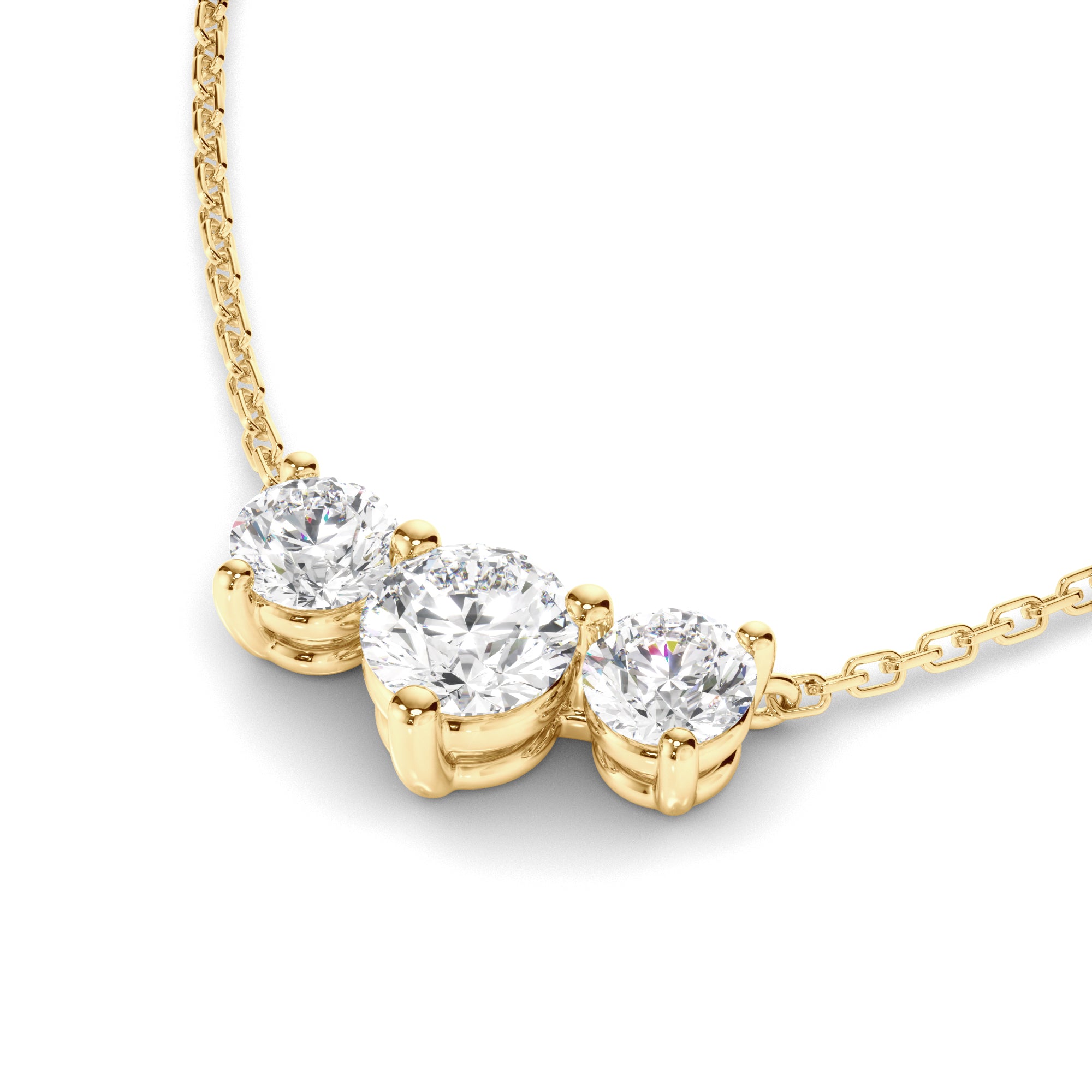 Zadie - Round Brilliant Cut Diamond Trilogy Necklet