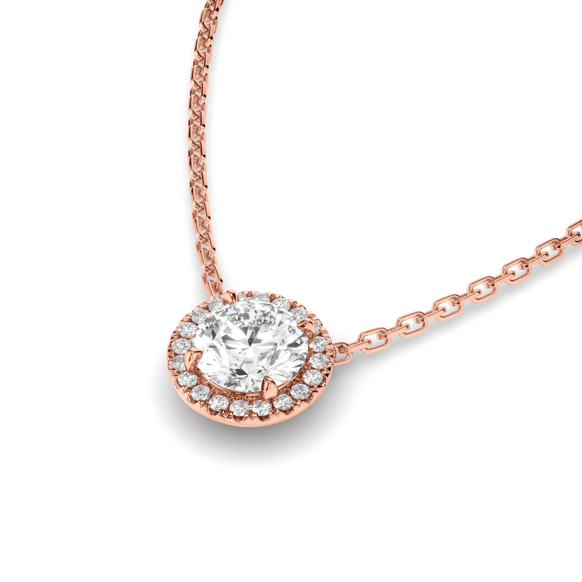 Eudora - Round Brilliant Cut Diamond Halo Necklet