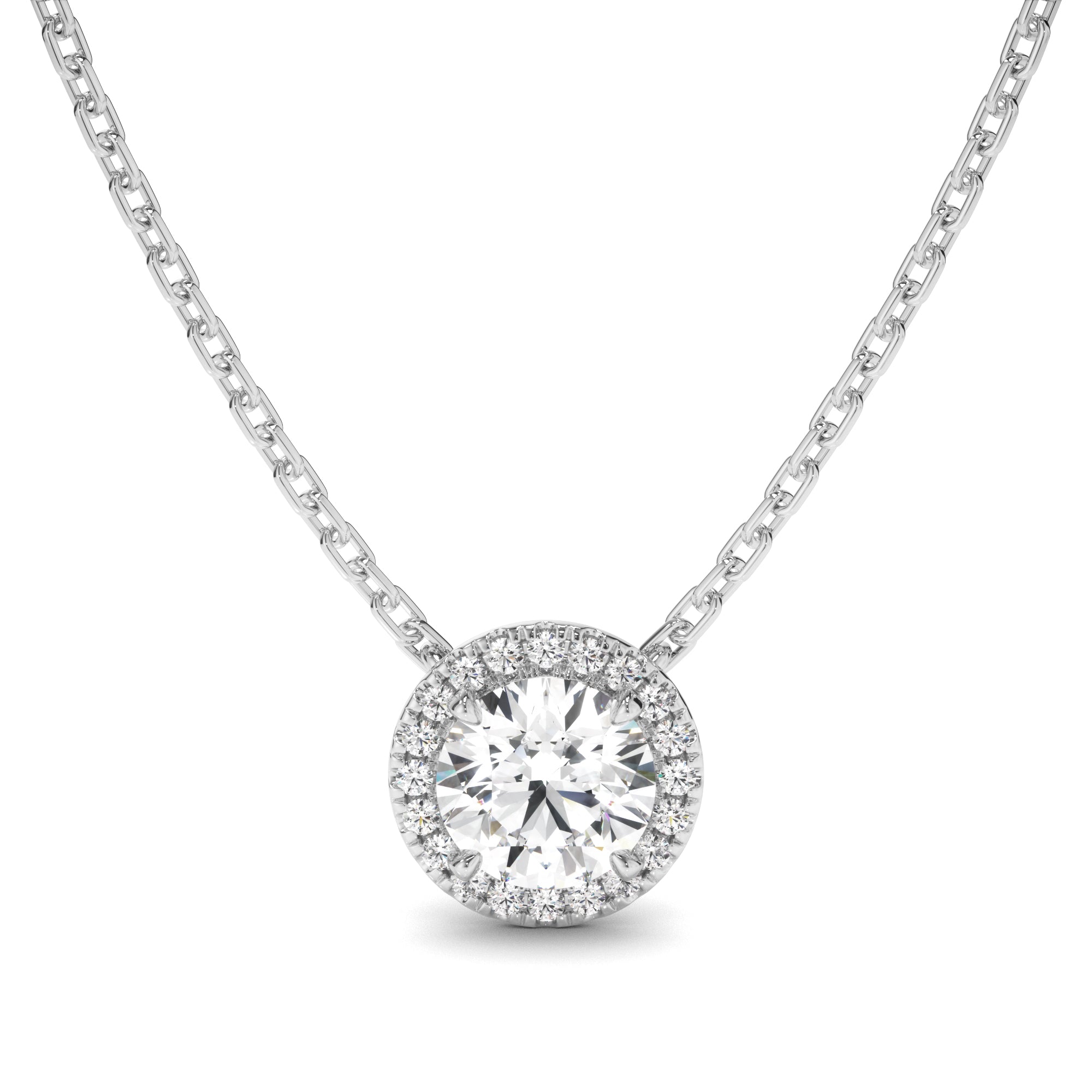 Eudora - Round Brilliant Cut Diamond Halo Necklet