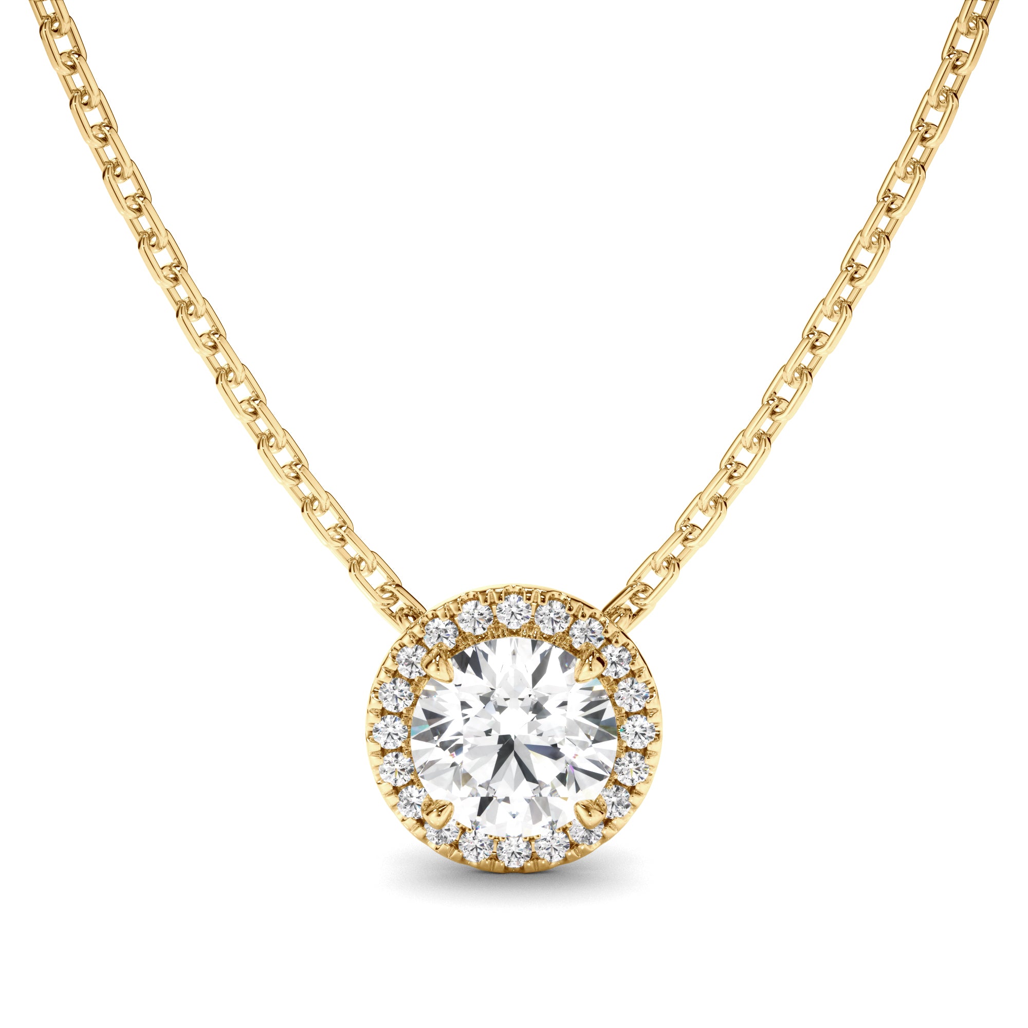 Eudora - Round Brilliant Cut Diamond Halo Necklet