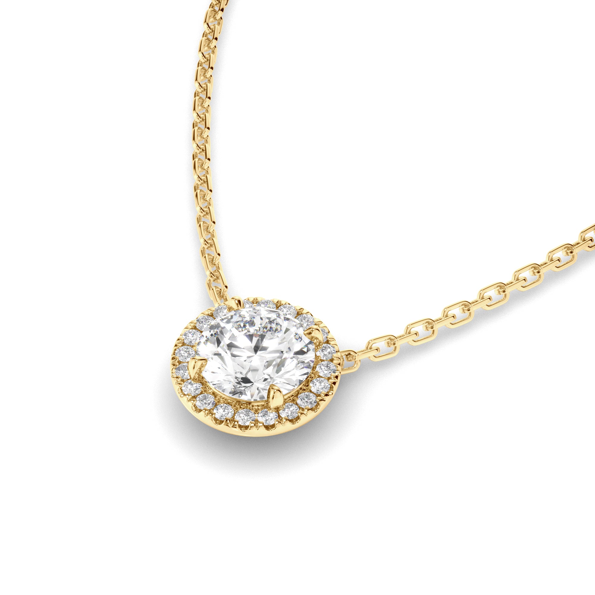 Eudora - Round Brilliant Cut Diamond Halo Necklet