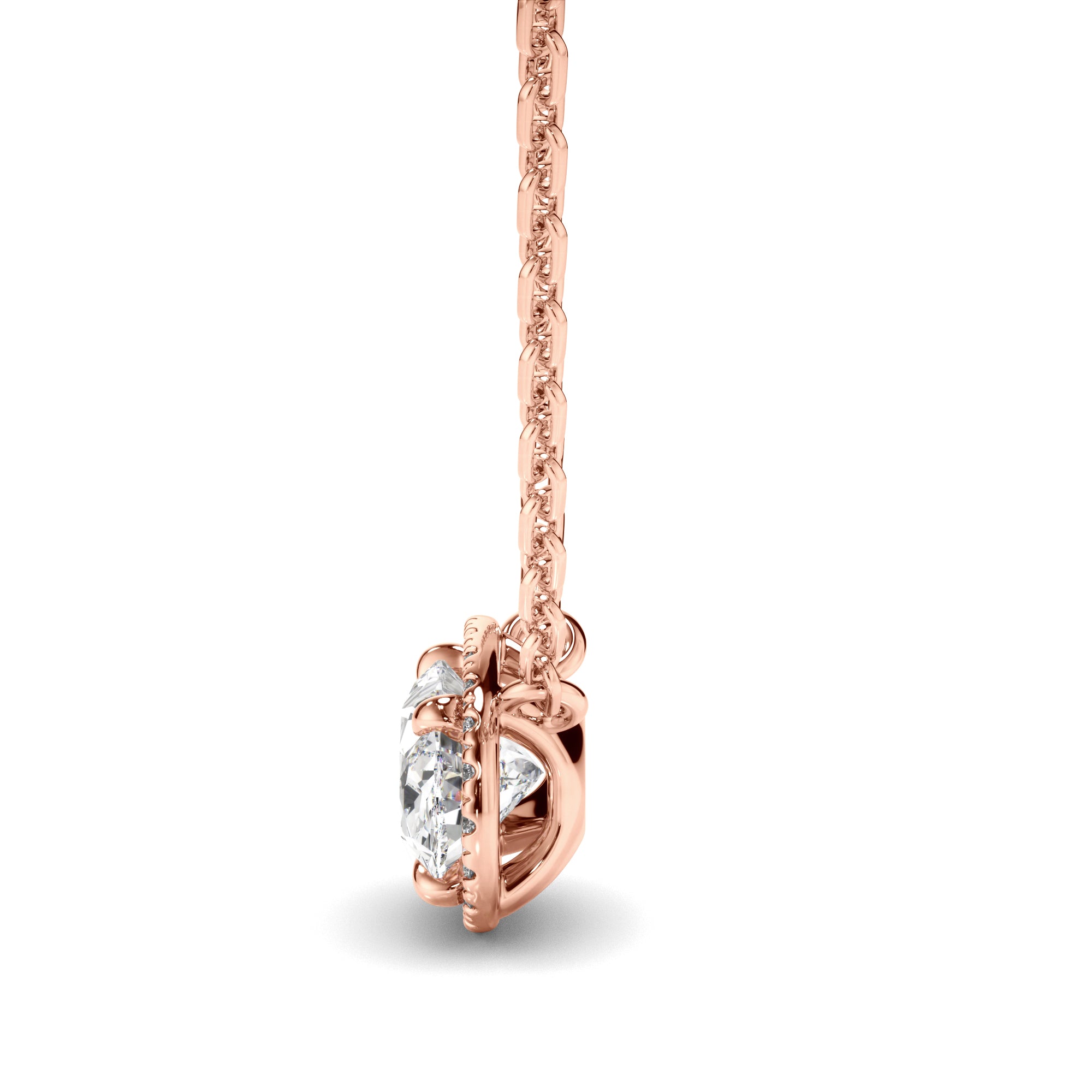 Florence - East West Oval Cut Diamond Halo Necklet