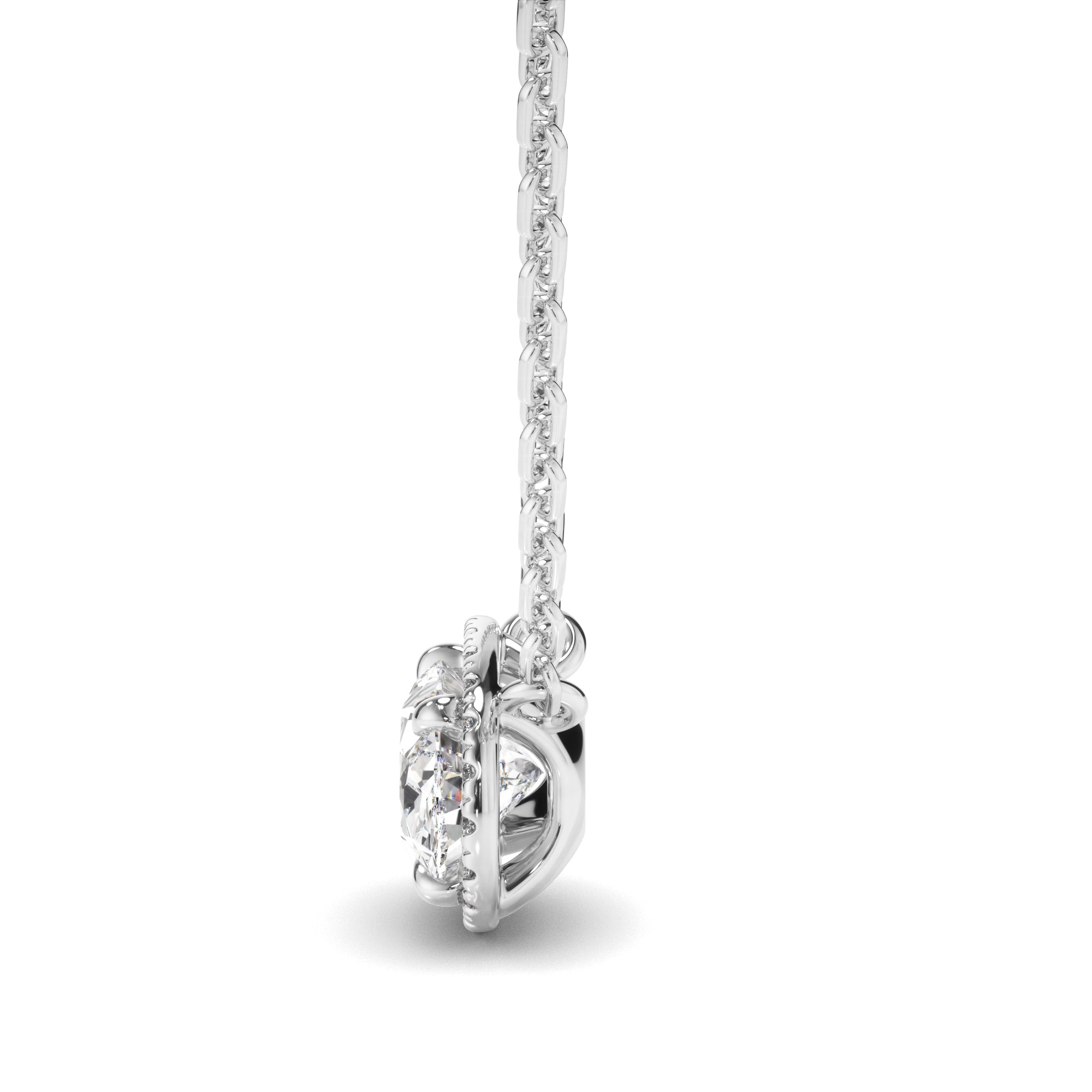 Florence - East West Oval Cut Diamond Halo Necklet
