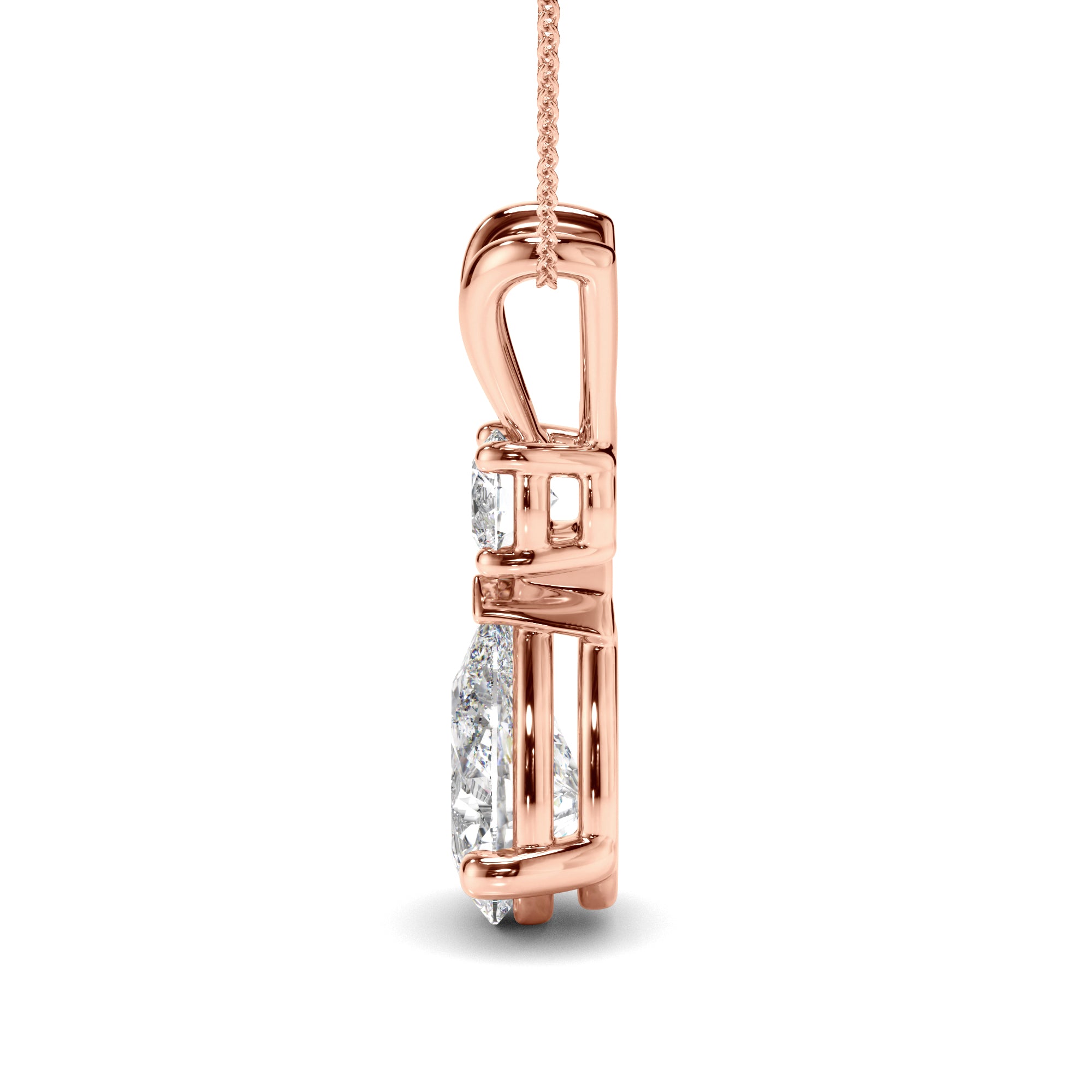 Inez - Pear & Round Brilliant Cut Diamond Drop Pendant