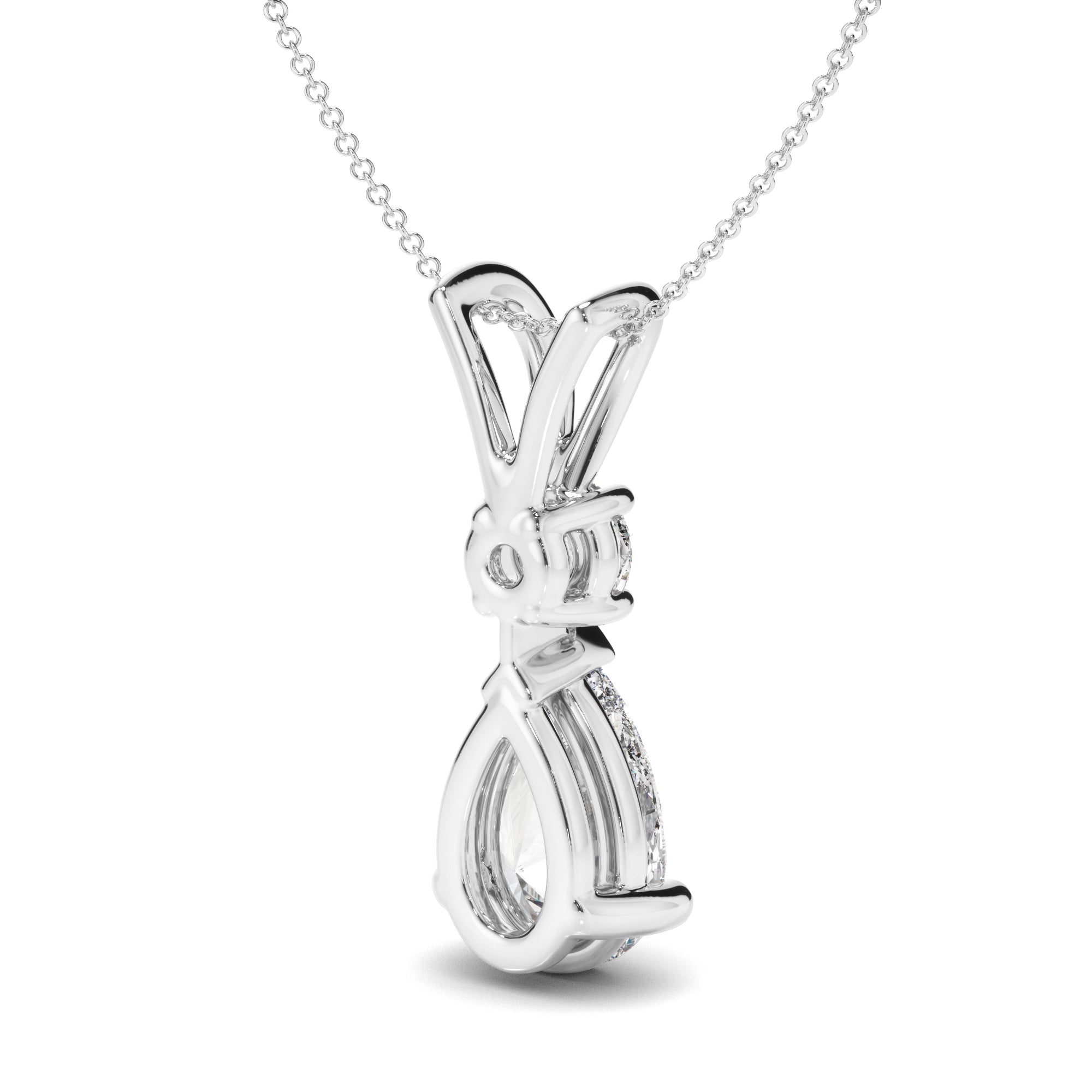 Inez - Pear & Round Brilliant Cut Diamond Drop Pendant