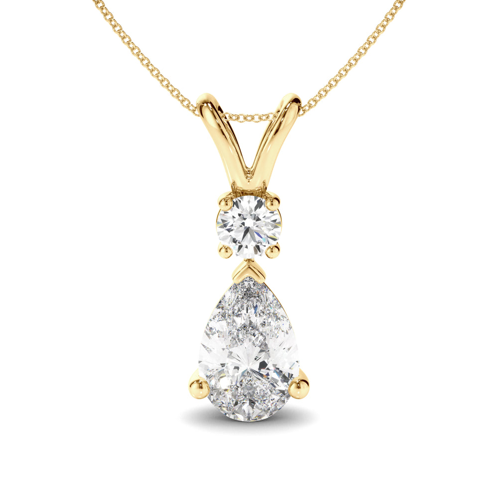Inez - Pear & Round Brilliant Cut Diamond Drop Pendant