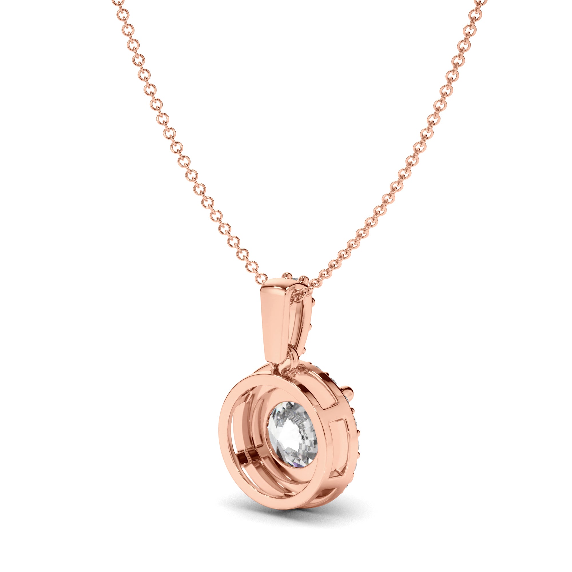 Etta - Round Brilliant Cut Diamond Halo Pendant