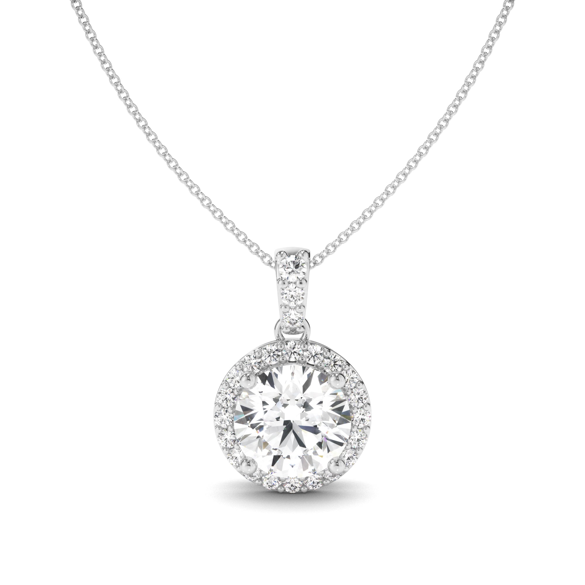 Etta - Round Brilliant Cut Diamond Halo Pendant